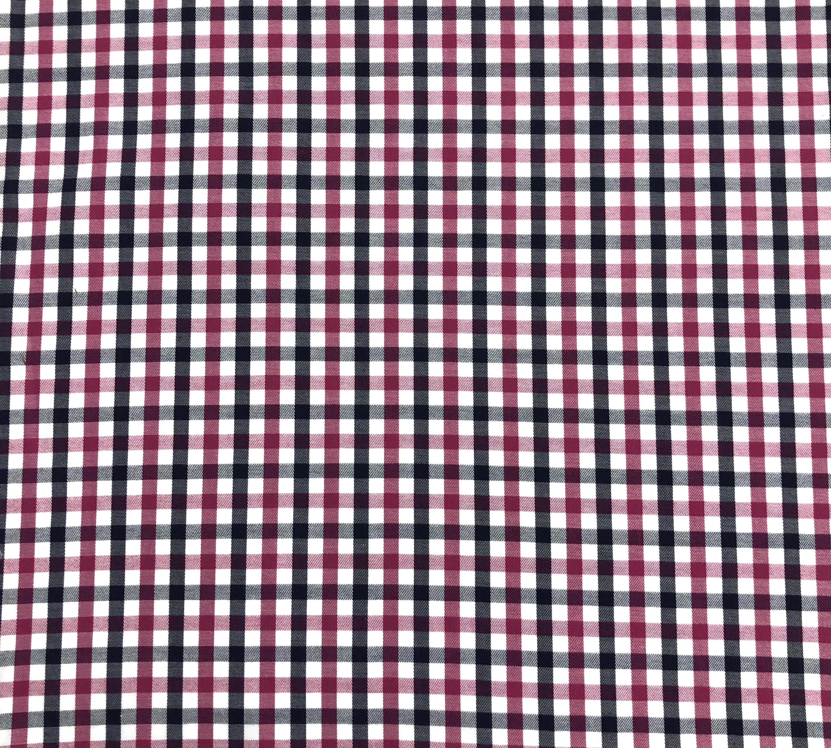 Sustainable Cotton Gingham in Raspberry/Black