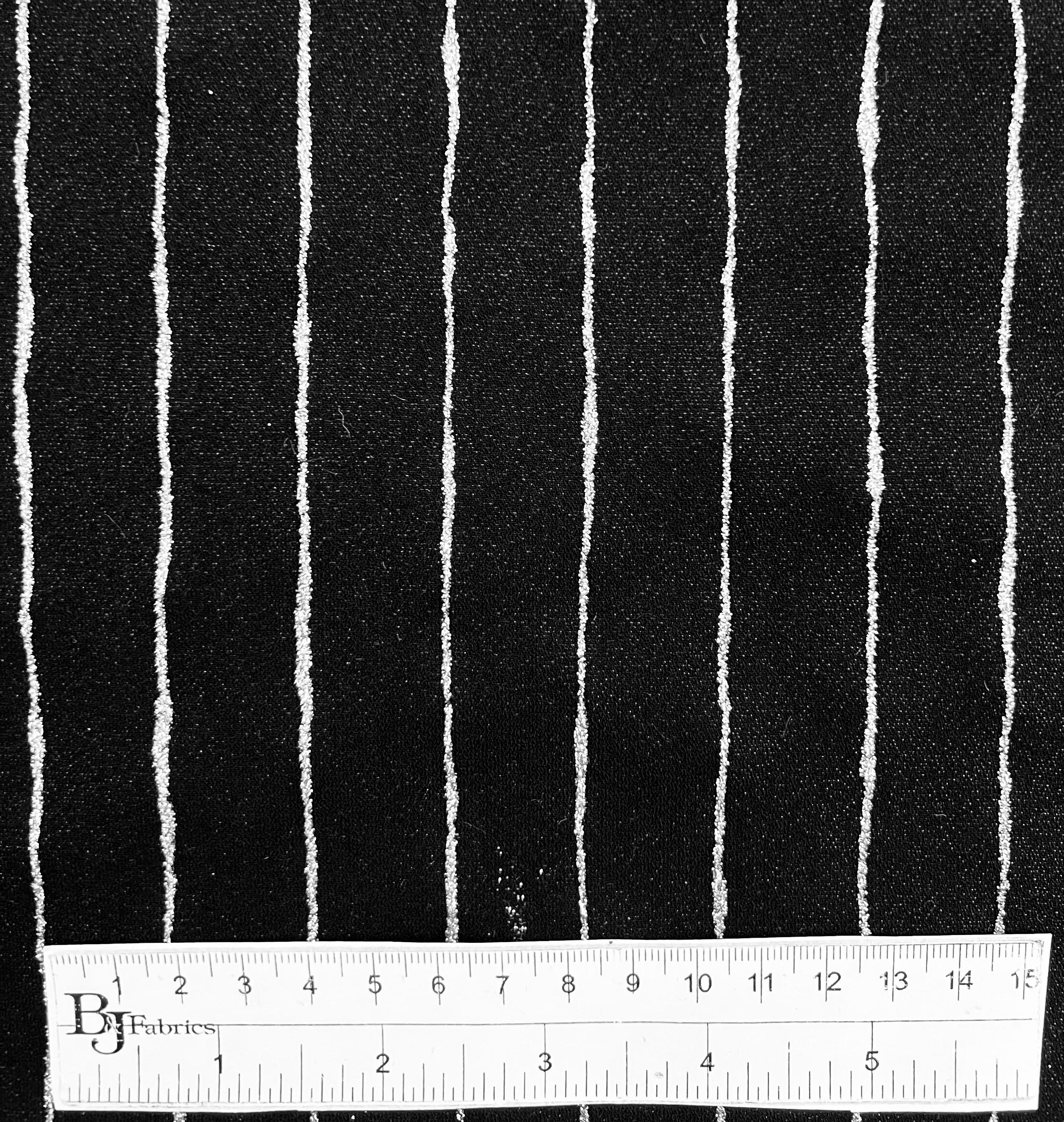 Polyester Crepe With Silver Glitter Stripes