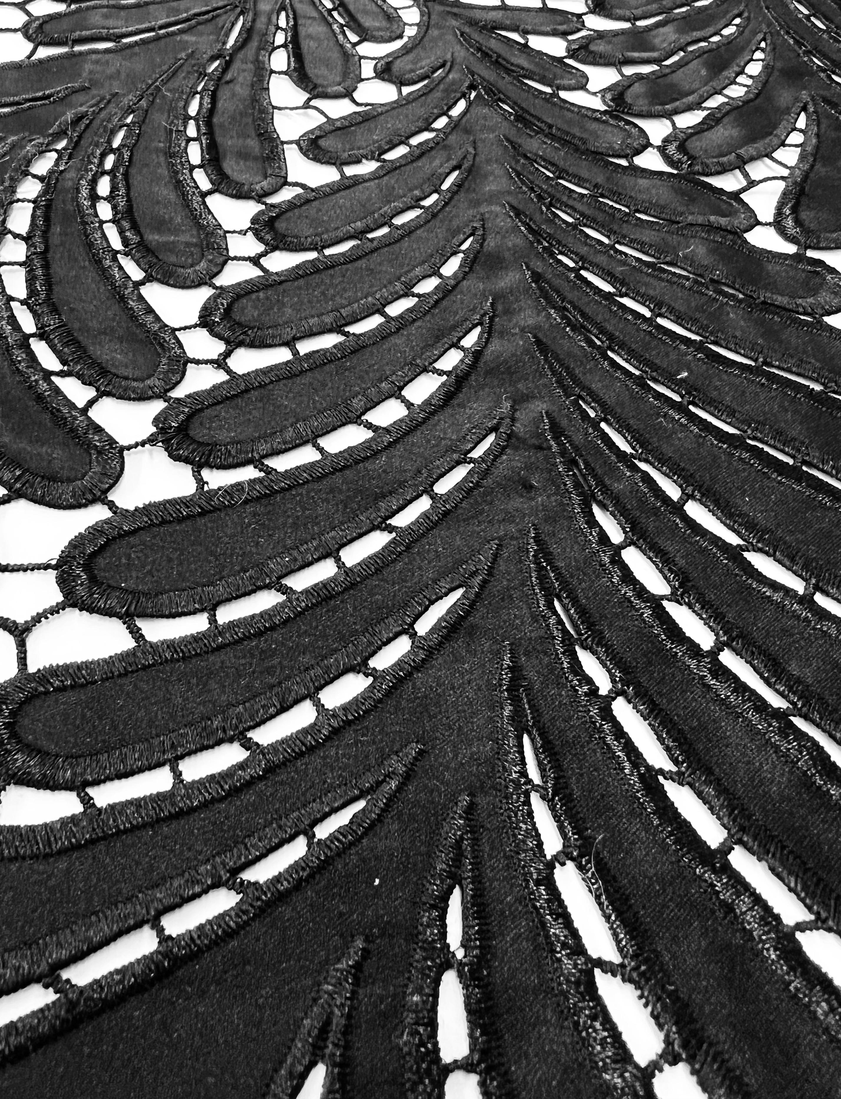 Novelty Embroidered Satin In Black