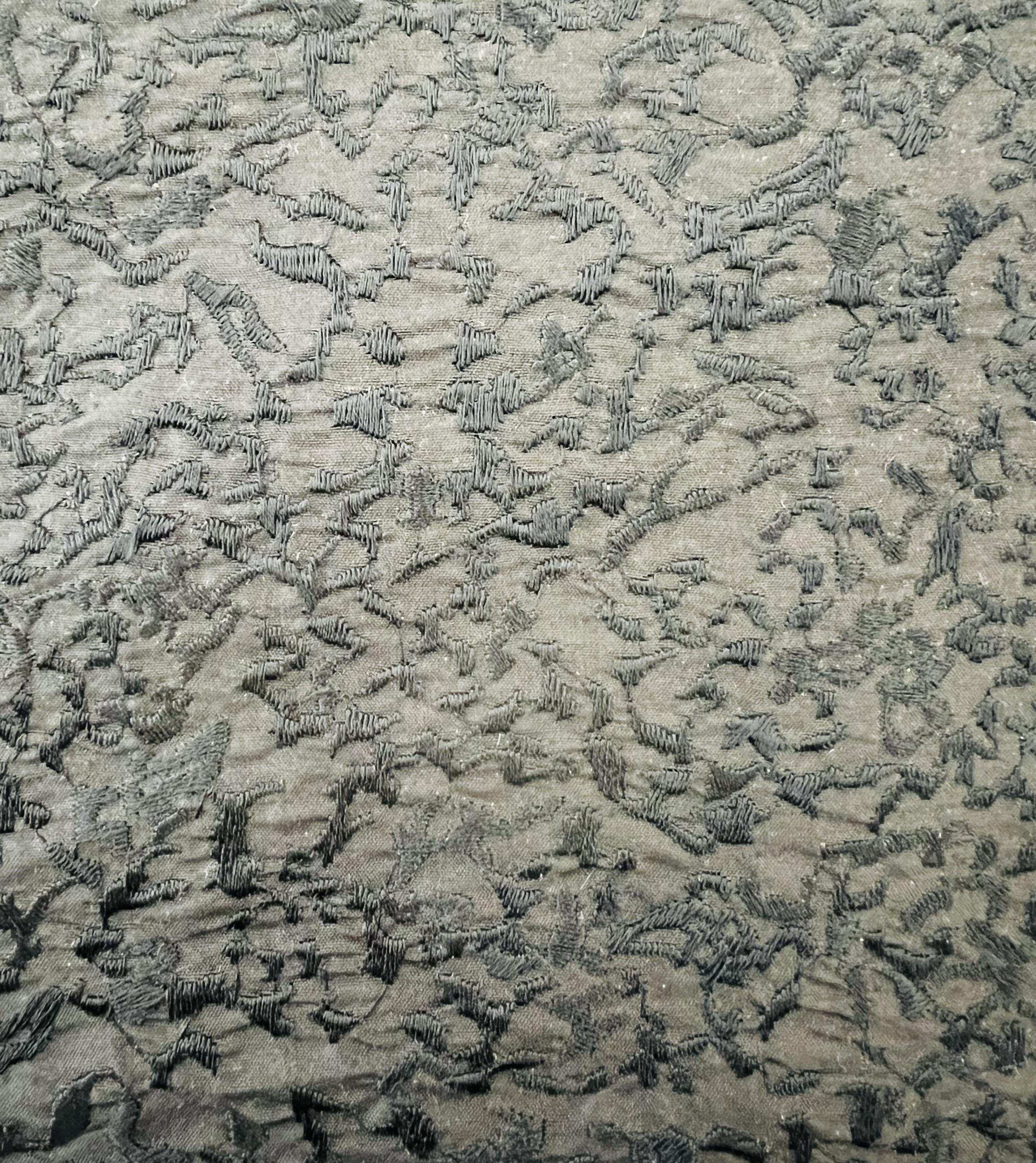 Embroidered Silk Shantung BLack