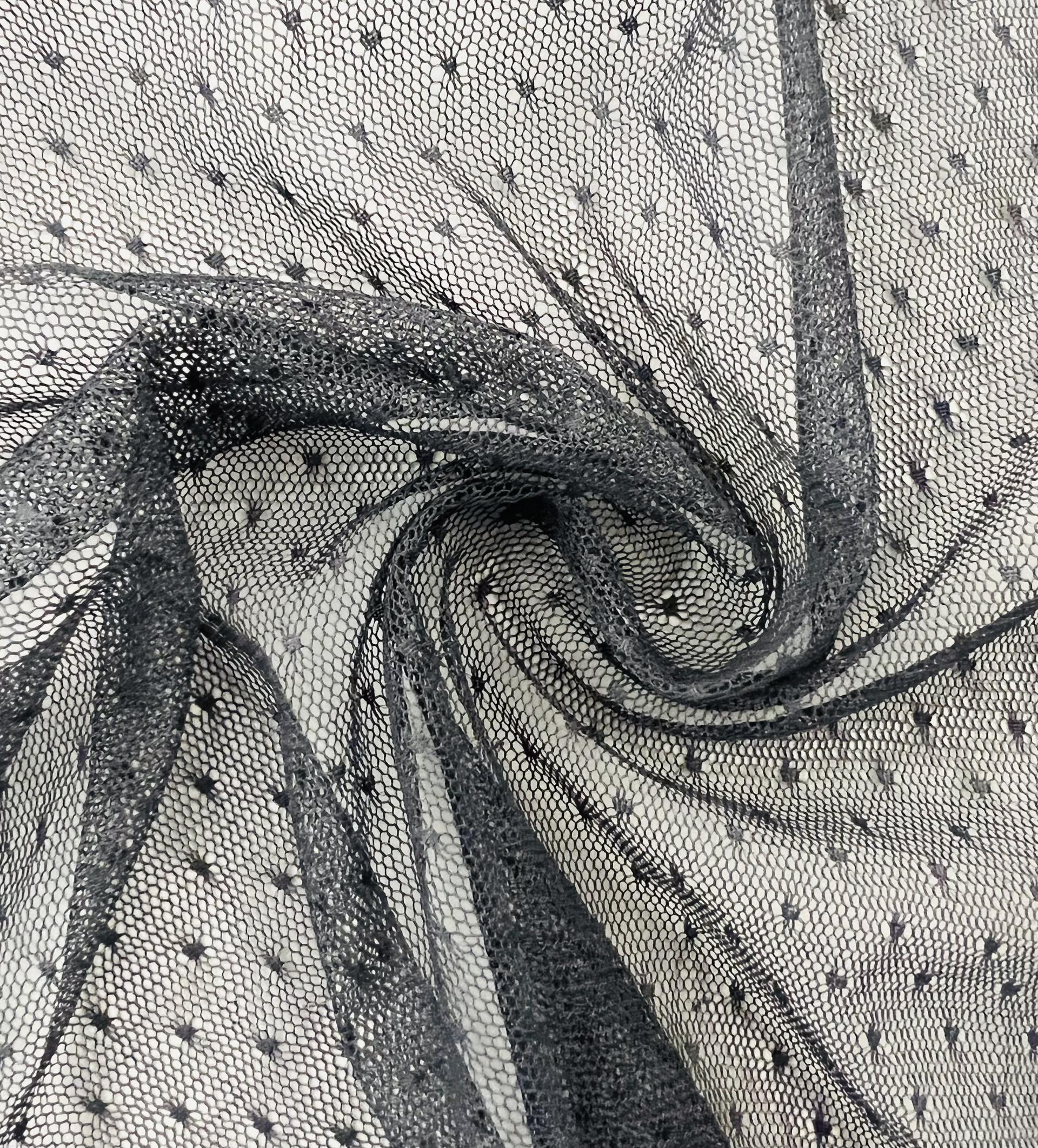 Point D'Esprit In Charcoal