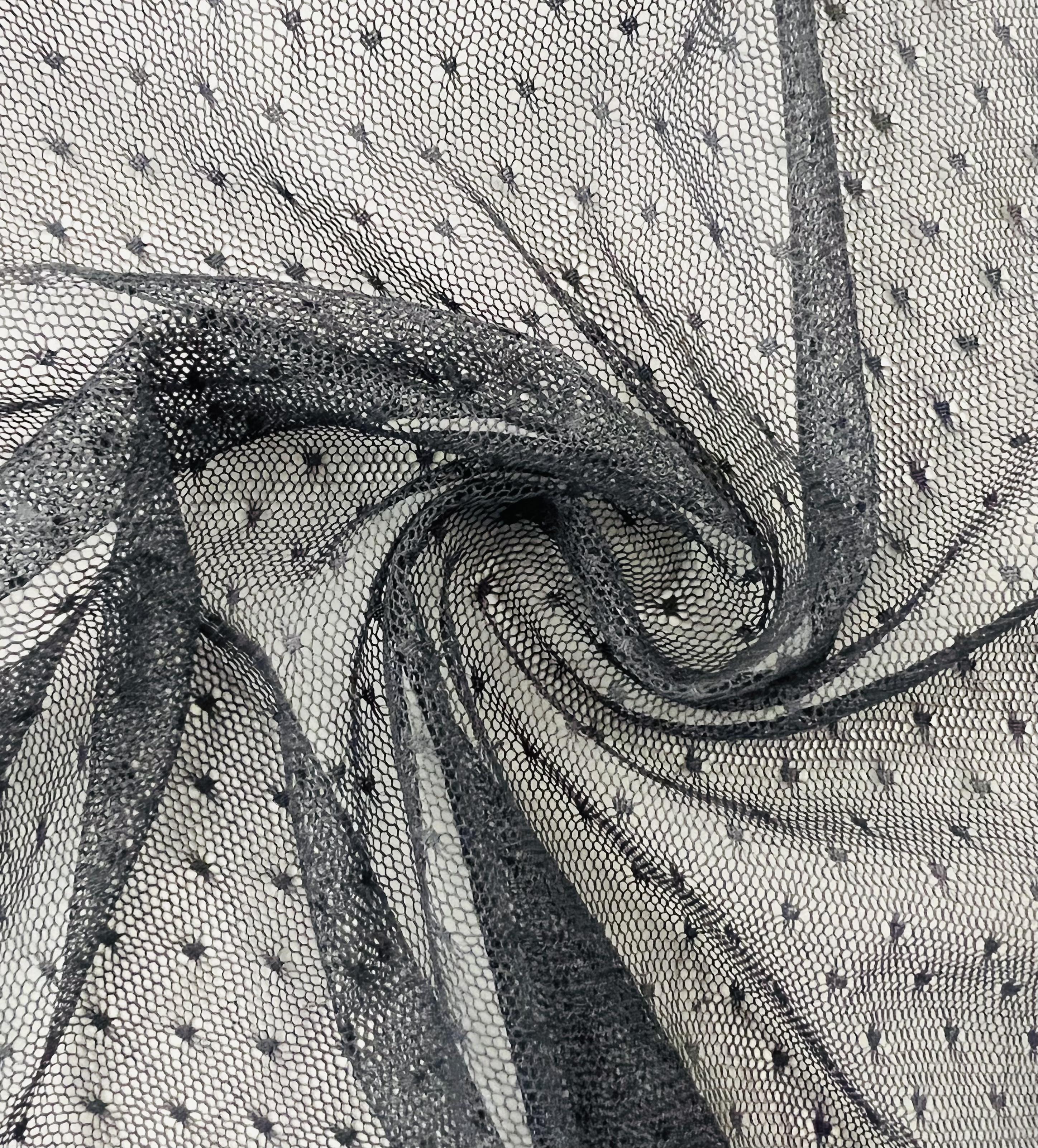 Point D'Esprit In Charcoal