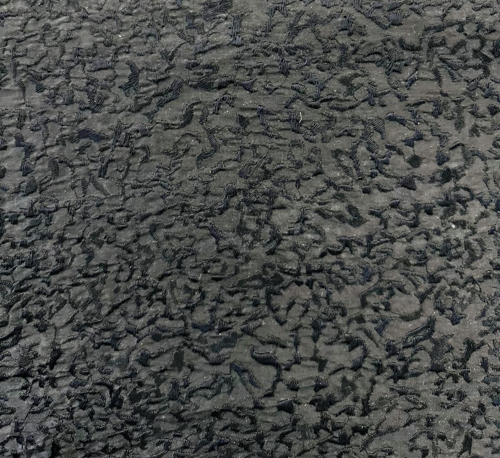 Embroidered Silk Shantung BLack