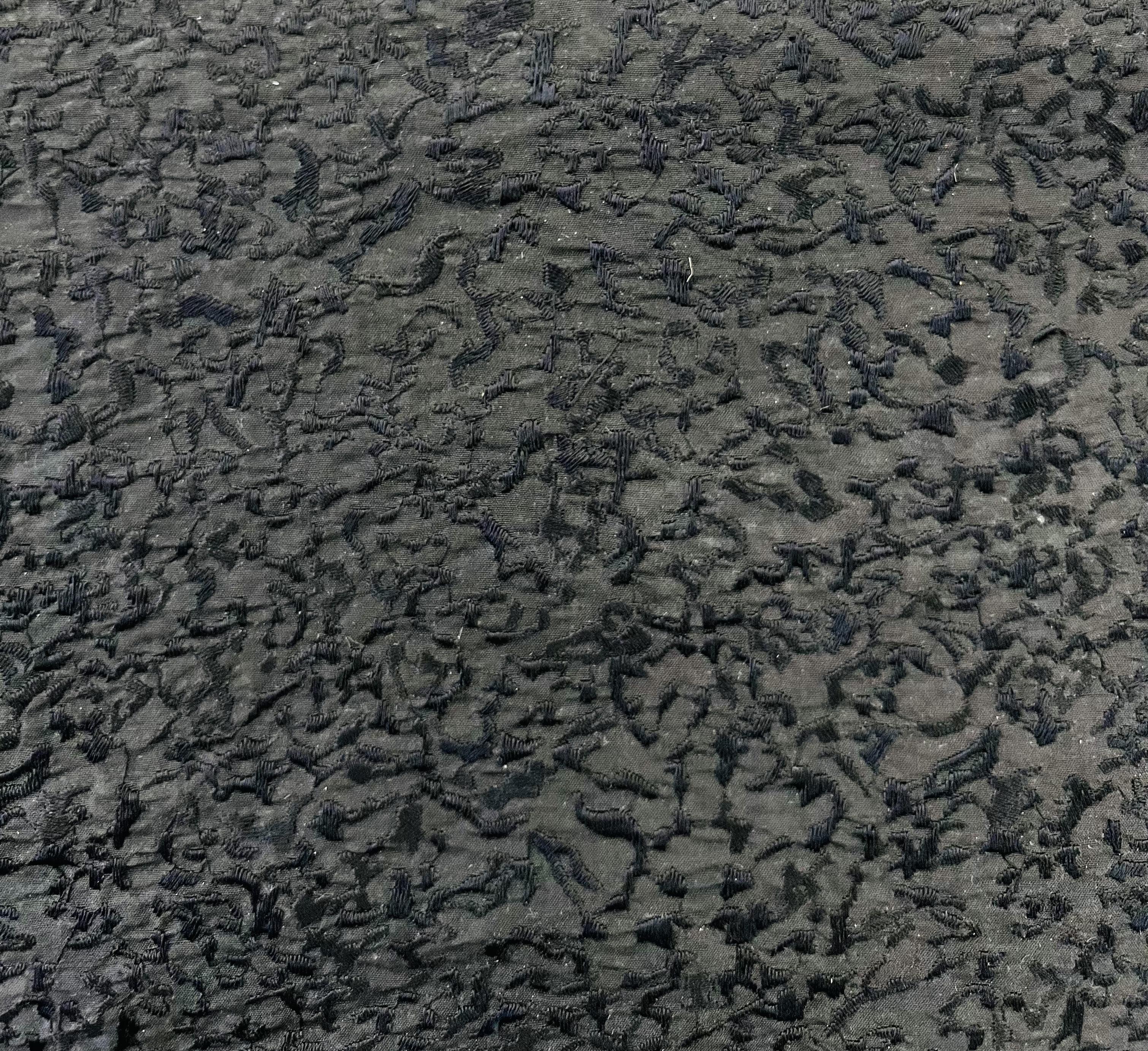 Embroidered Silk Shantung BLack