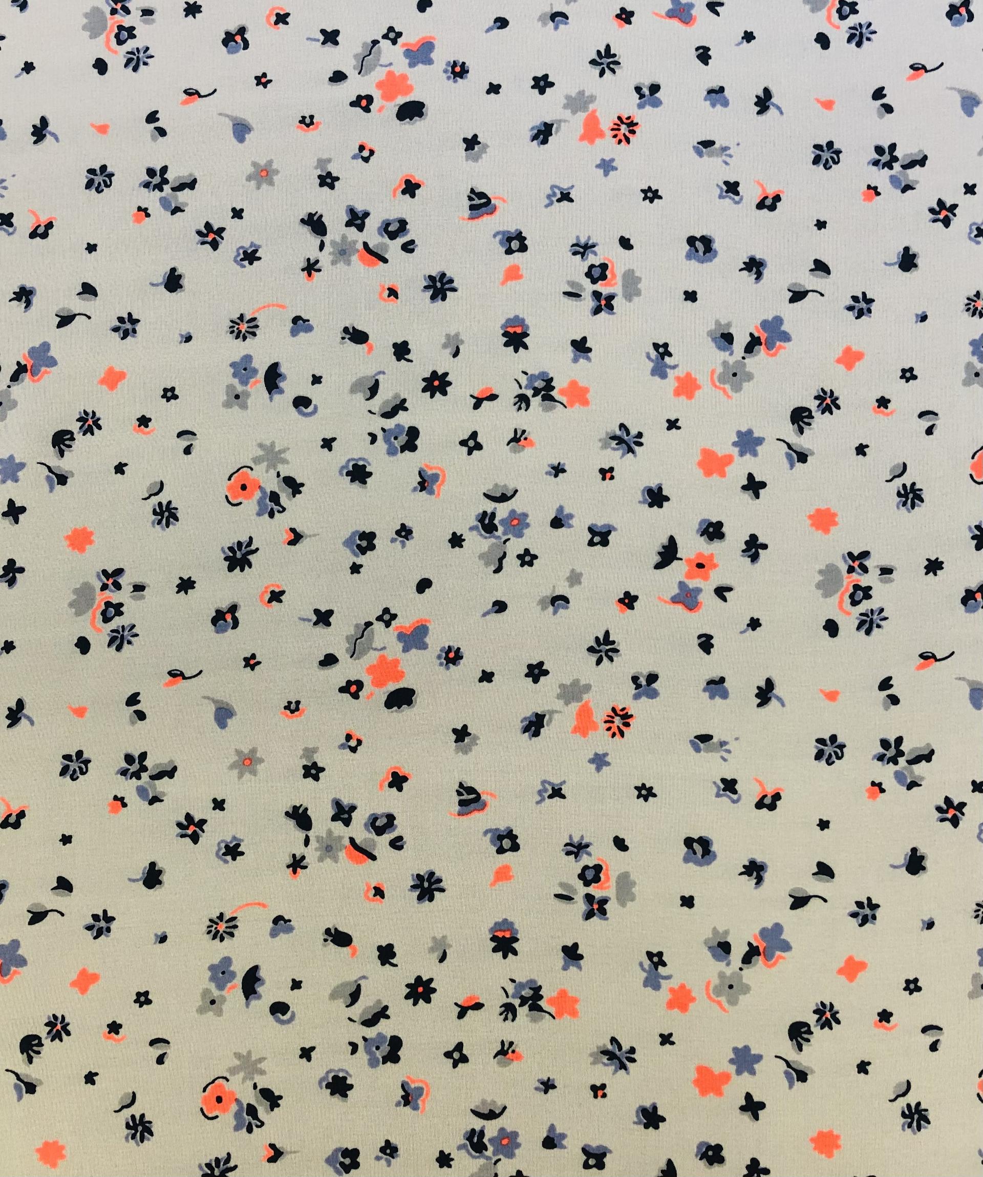 Printed Silk Crepe de Chine with Illustrated Flowers