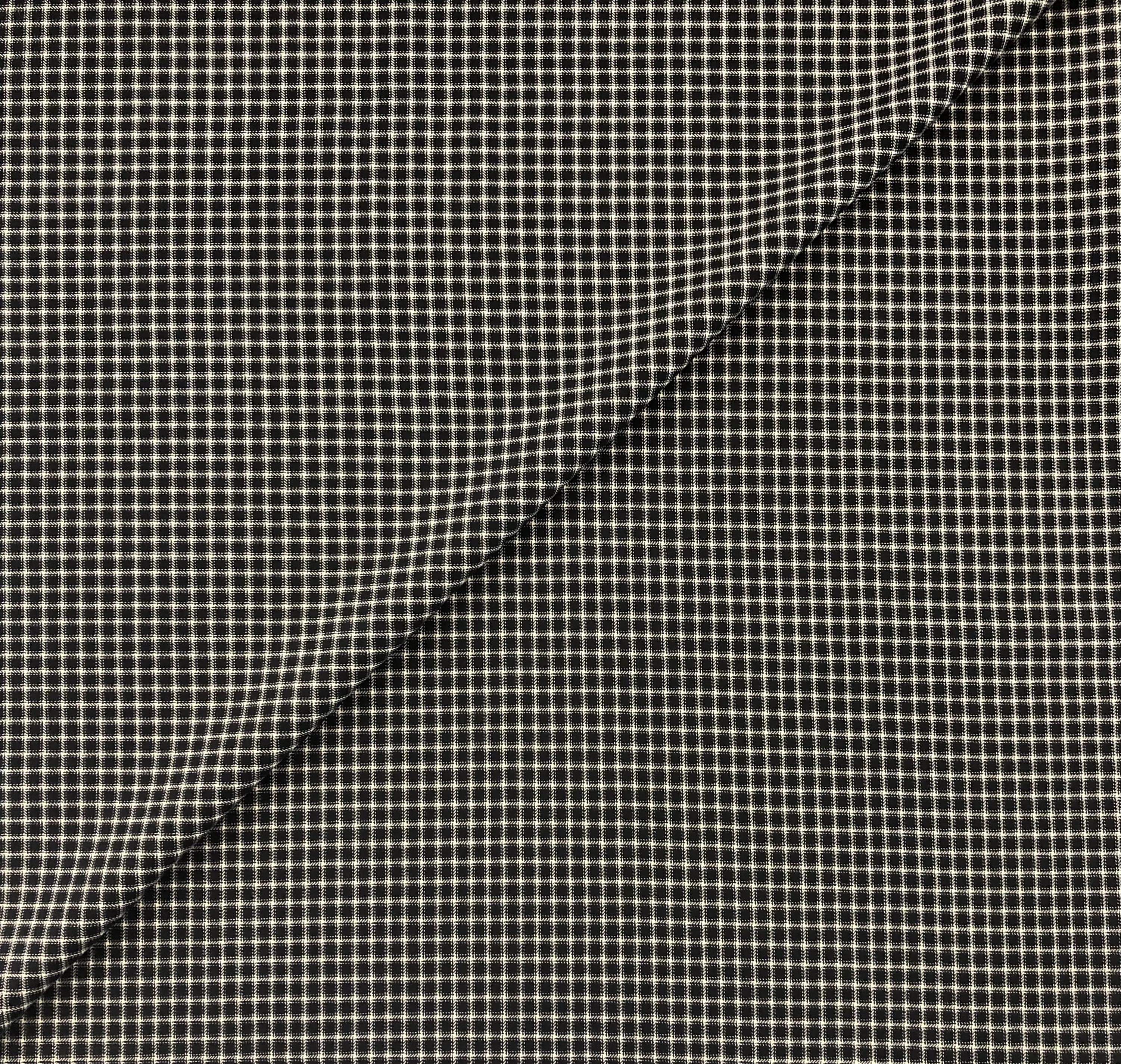 Italian Virgin Wool Lycra Check Suiting in Black