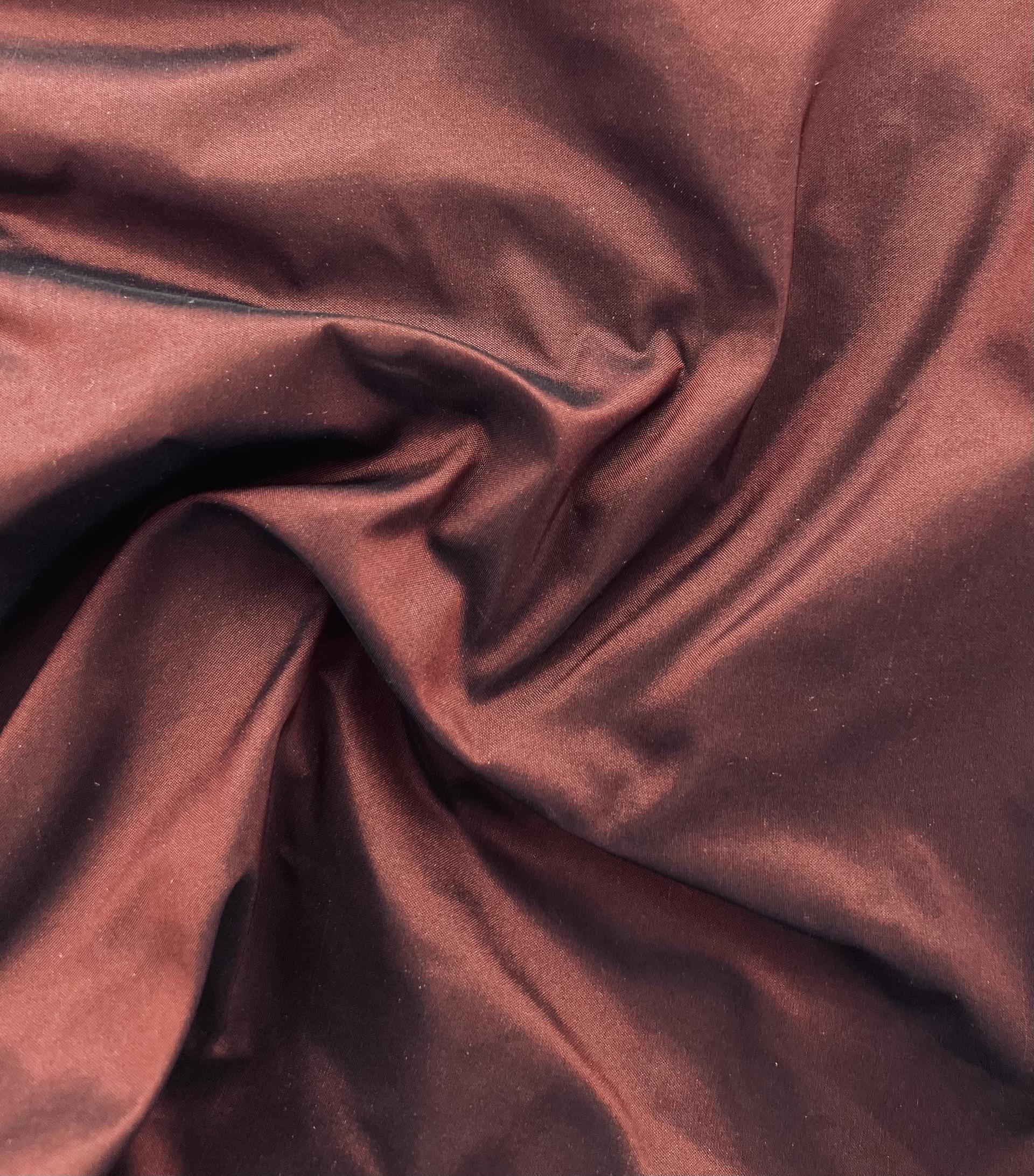 Iridescent Silk Taffeta in Black/Cinnamon