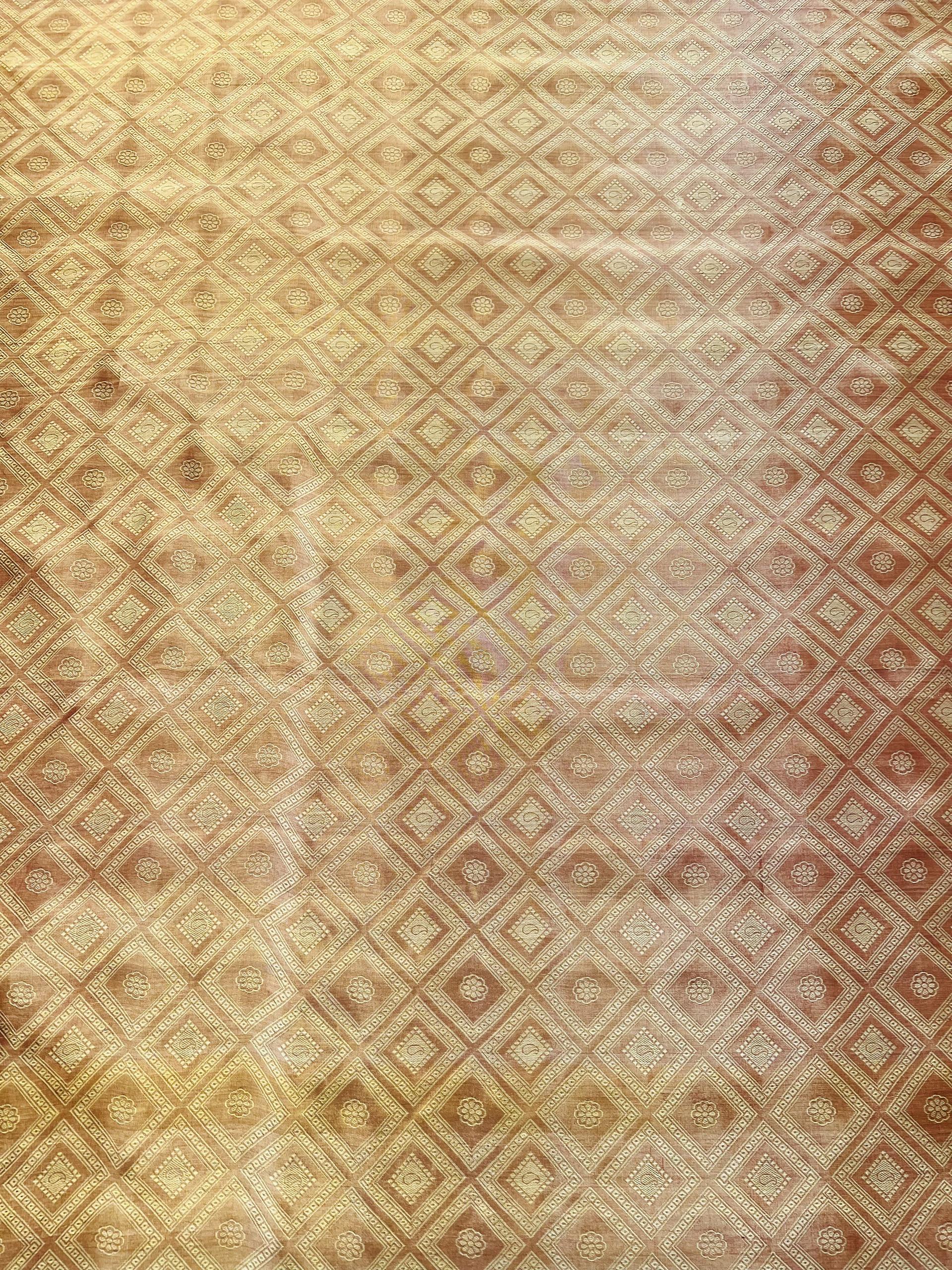 Silk & Metallic Jacquard Organza in Red/Gold