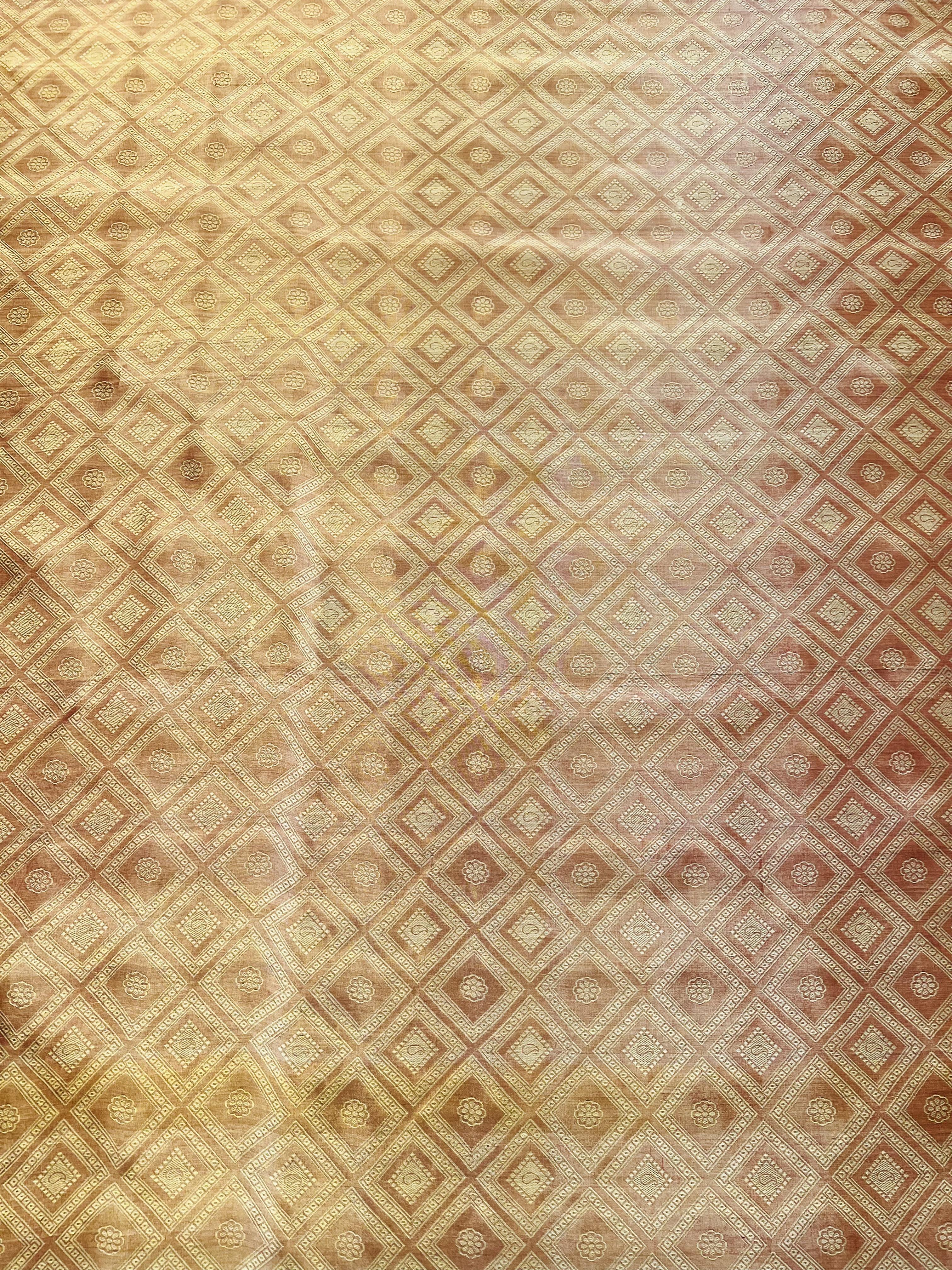 Silk & Metallic Jacquard Organza in Red/Gold