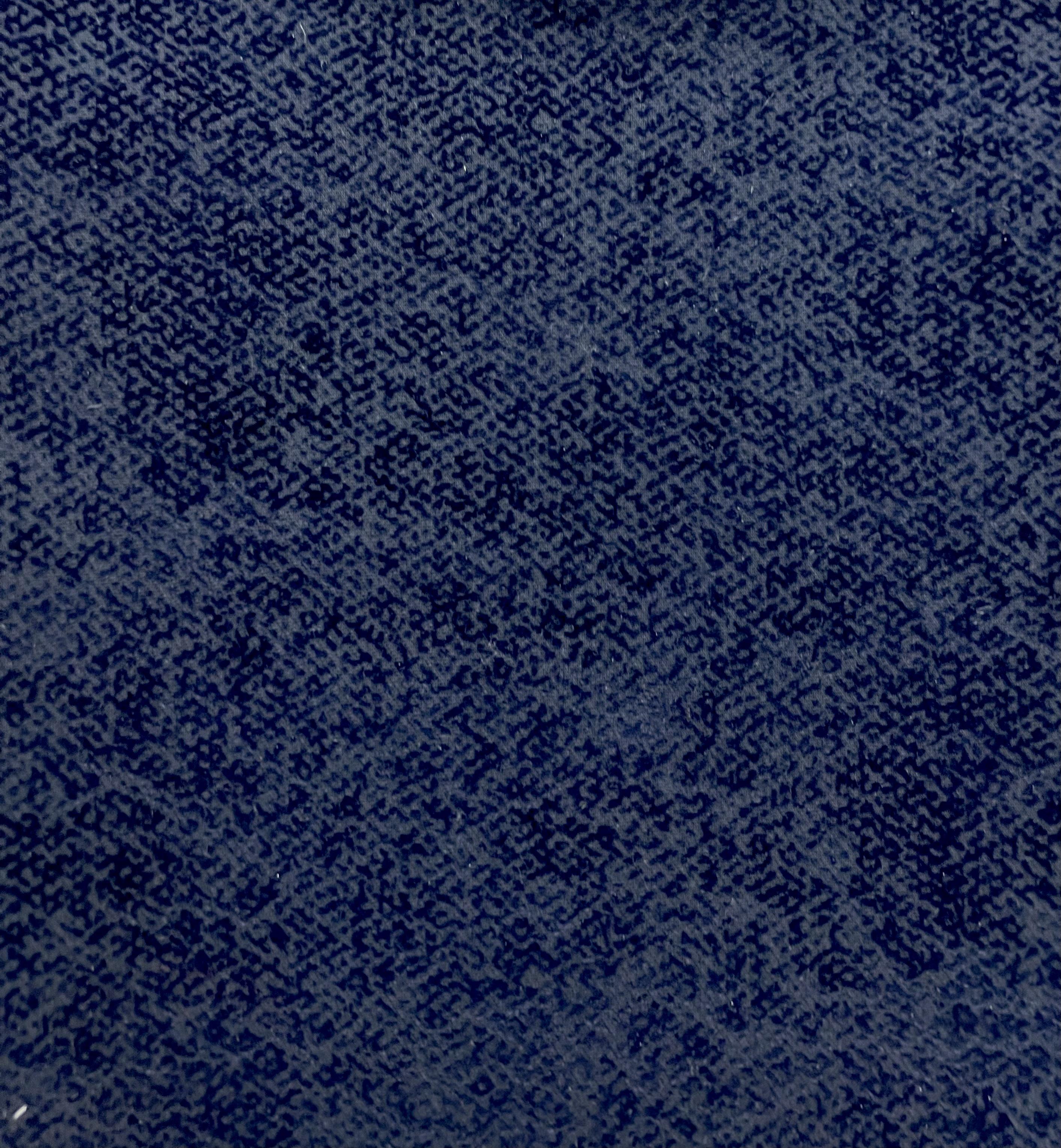 Italian Couture Flocked Silk and Wool In Navy