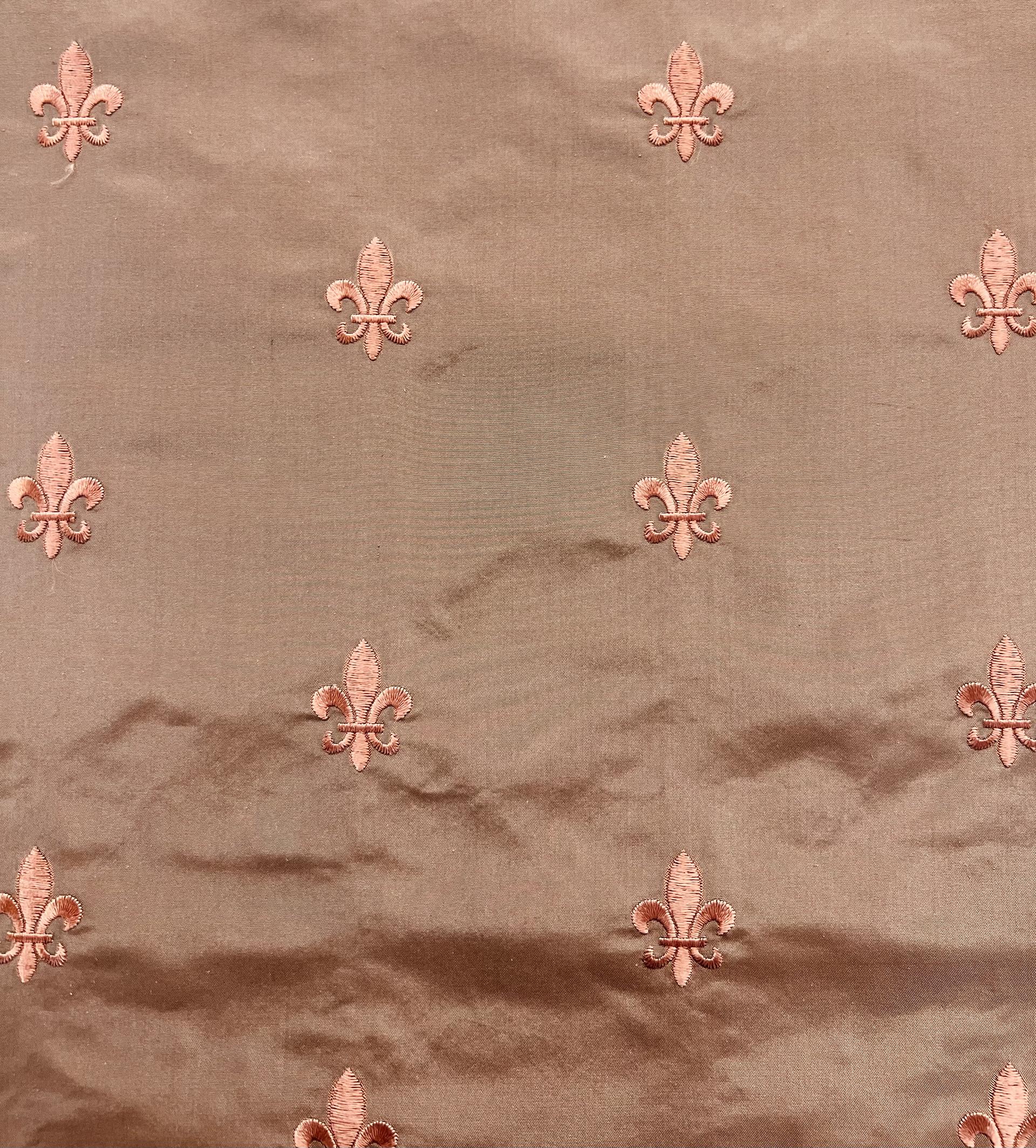 Fleur-De-Lis Embroidered Silk Taffeta Mauve