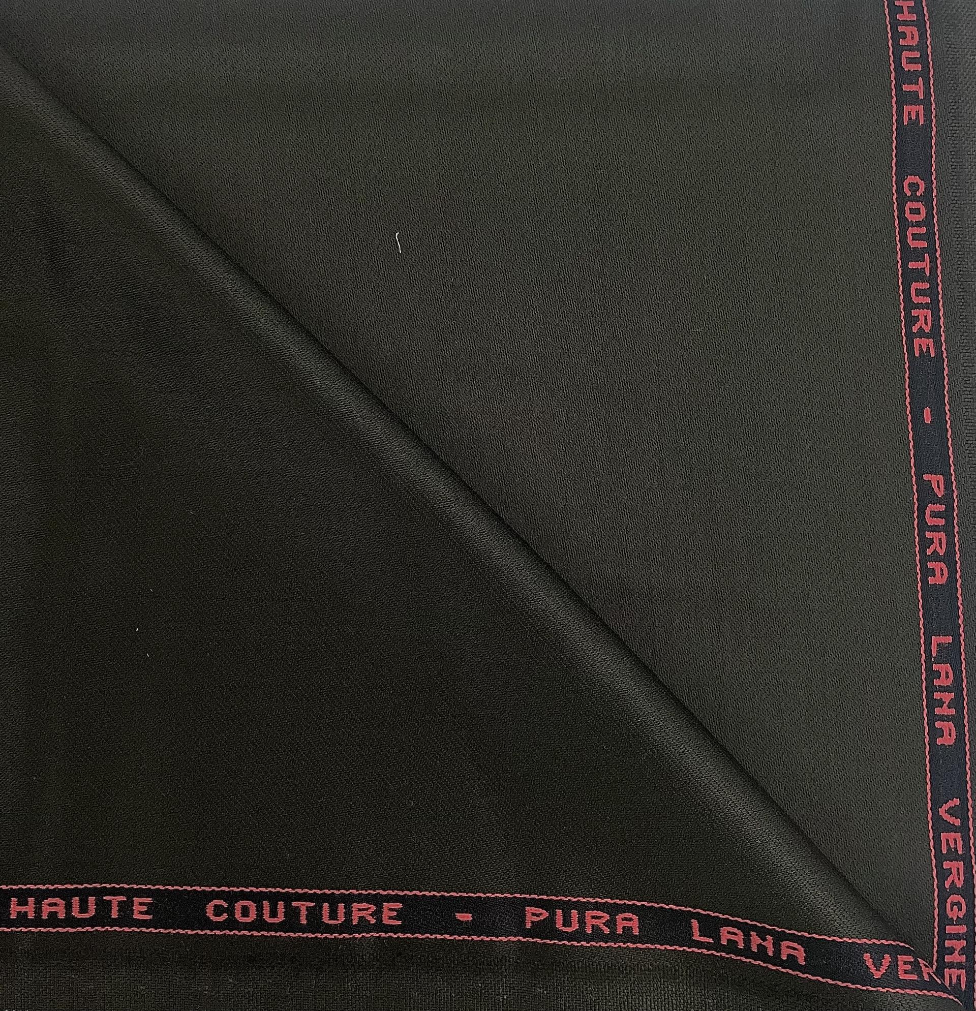 Italian Wool Twill Satin Faille in Verde Scuro