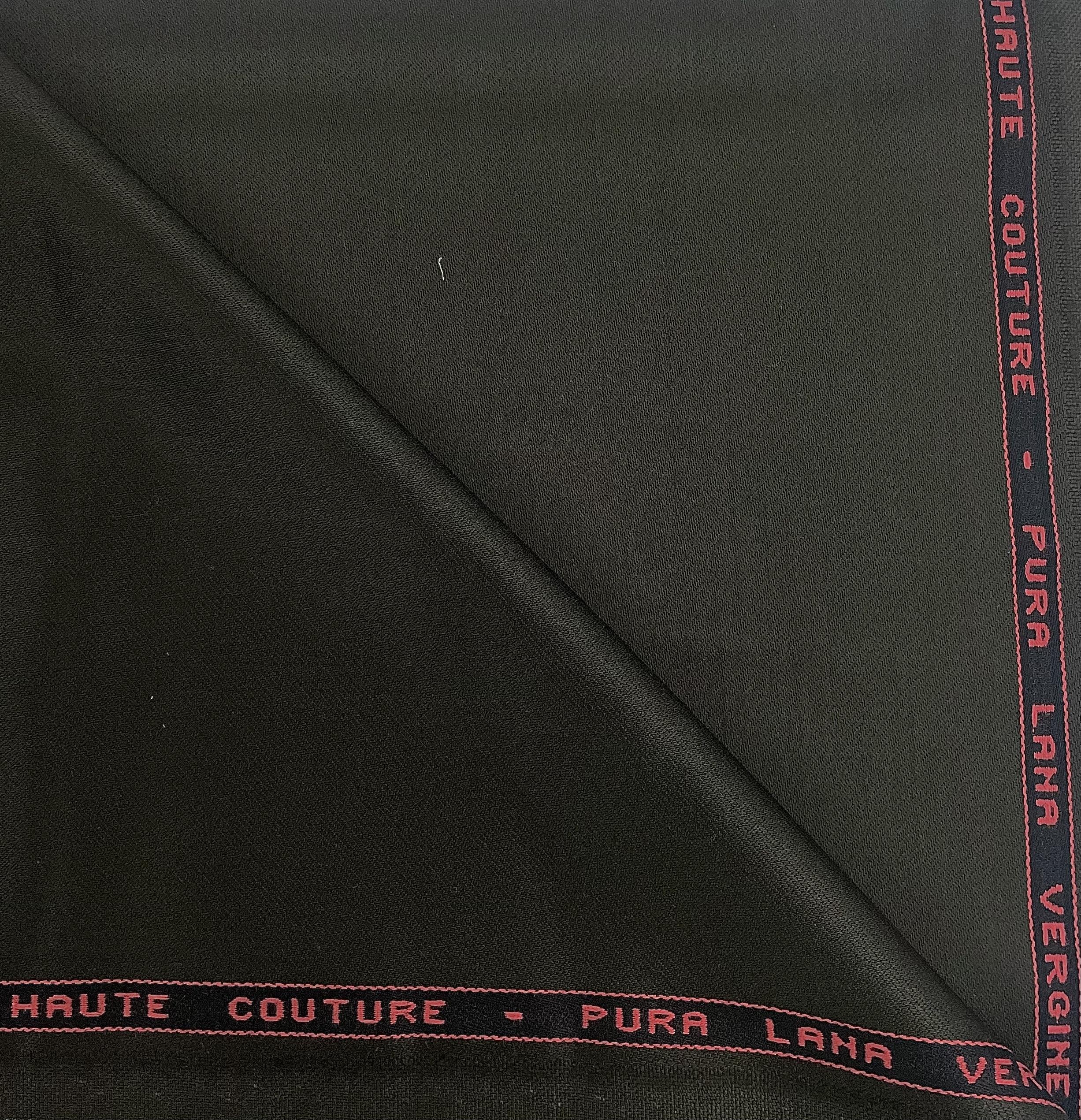 Italian Wool Twill Satin Faille in Verde Scuro