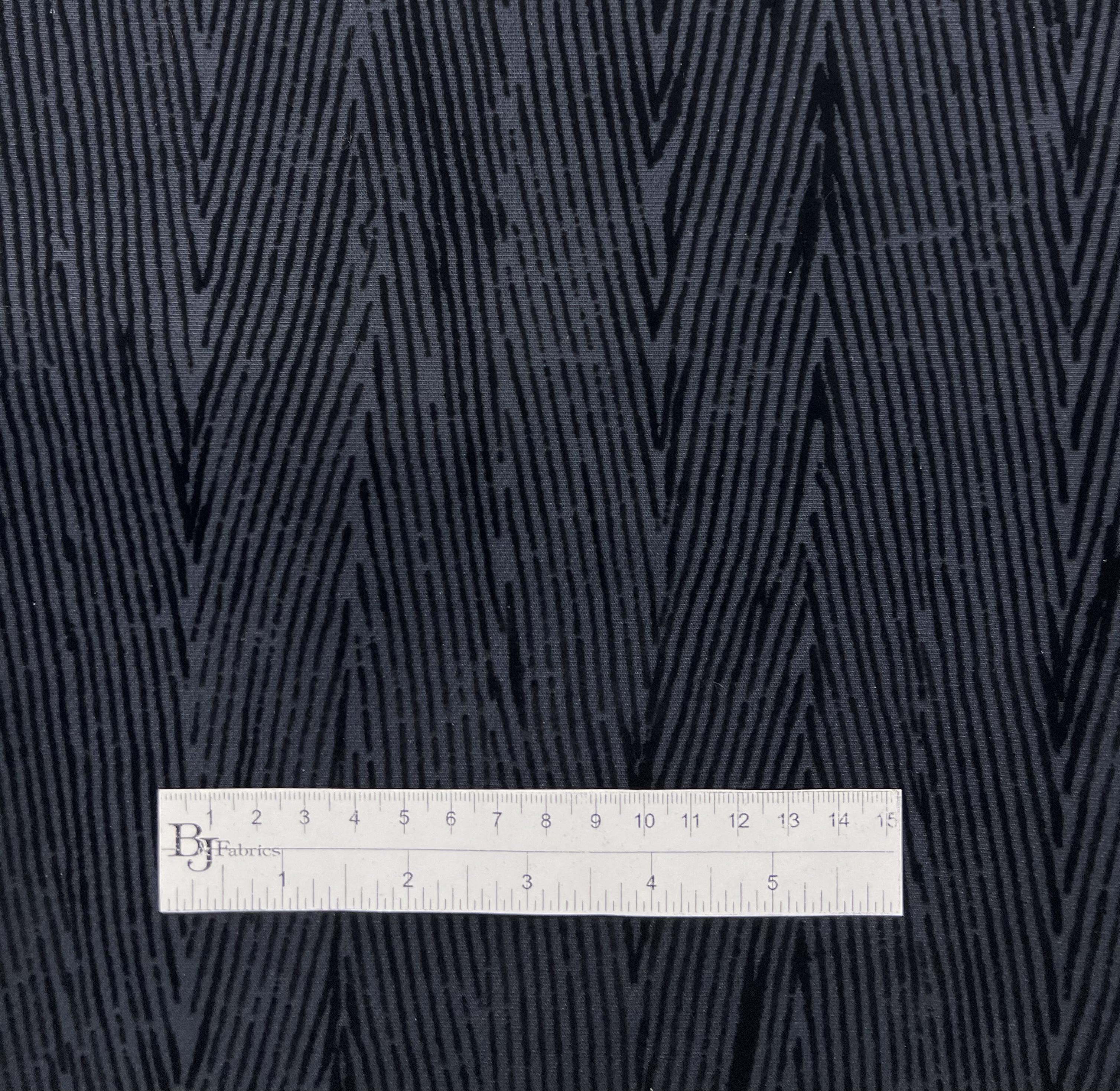 Couture Flocked Silk and Wool In Navy Flock on Black