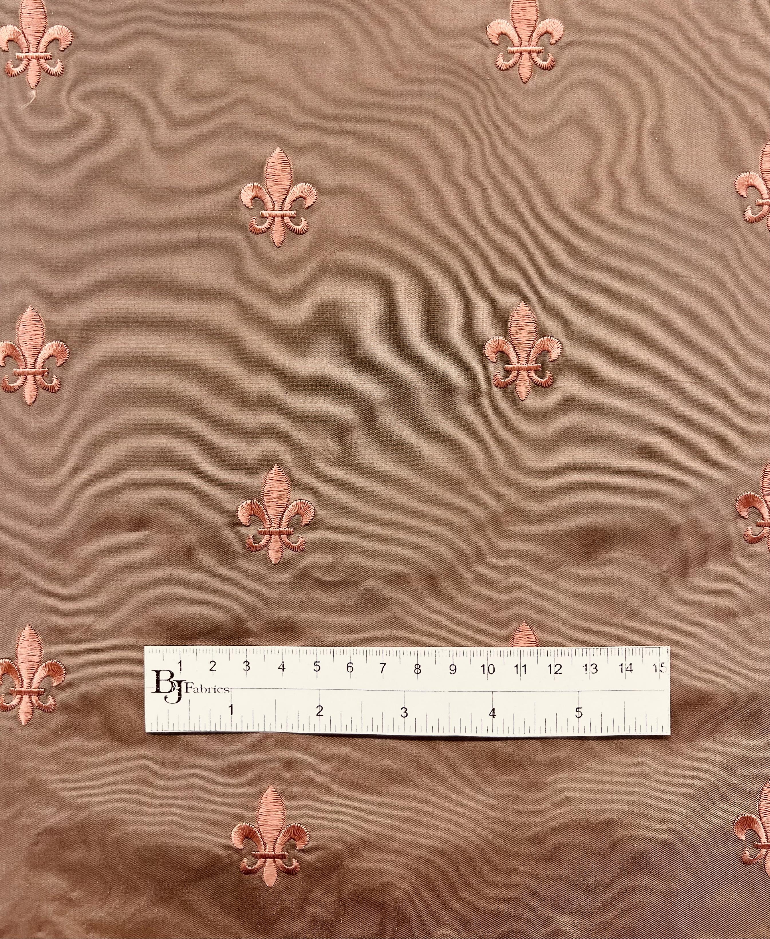 Fleur-De-Lis Embroidered Silk Taffeta Mauve