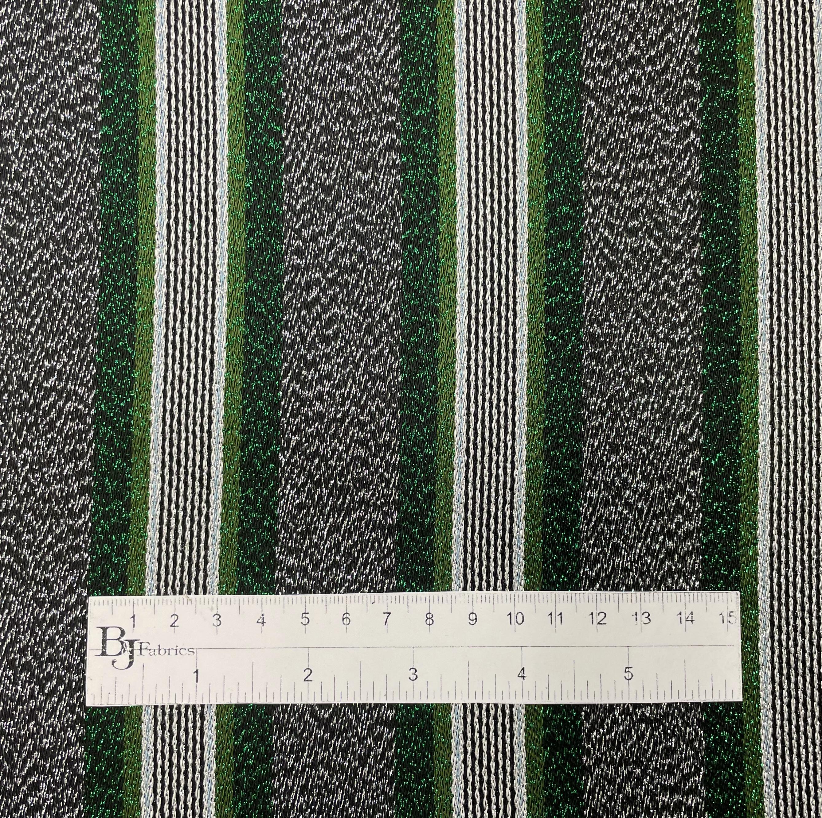 Cotton-Blend Metallic Stripe in Emerald Green