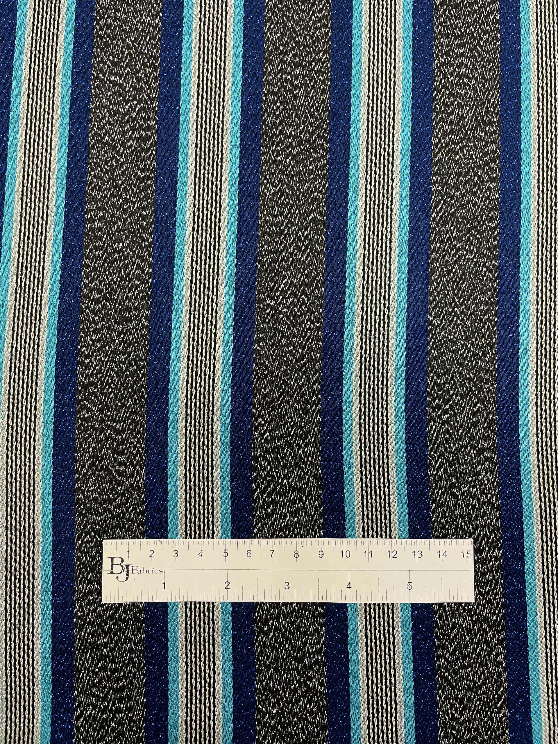 Cotton-Blend Metallic Stripe in Royal Blue