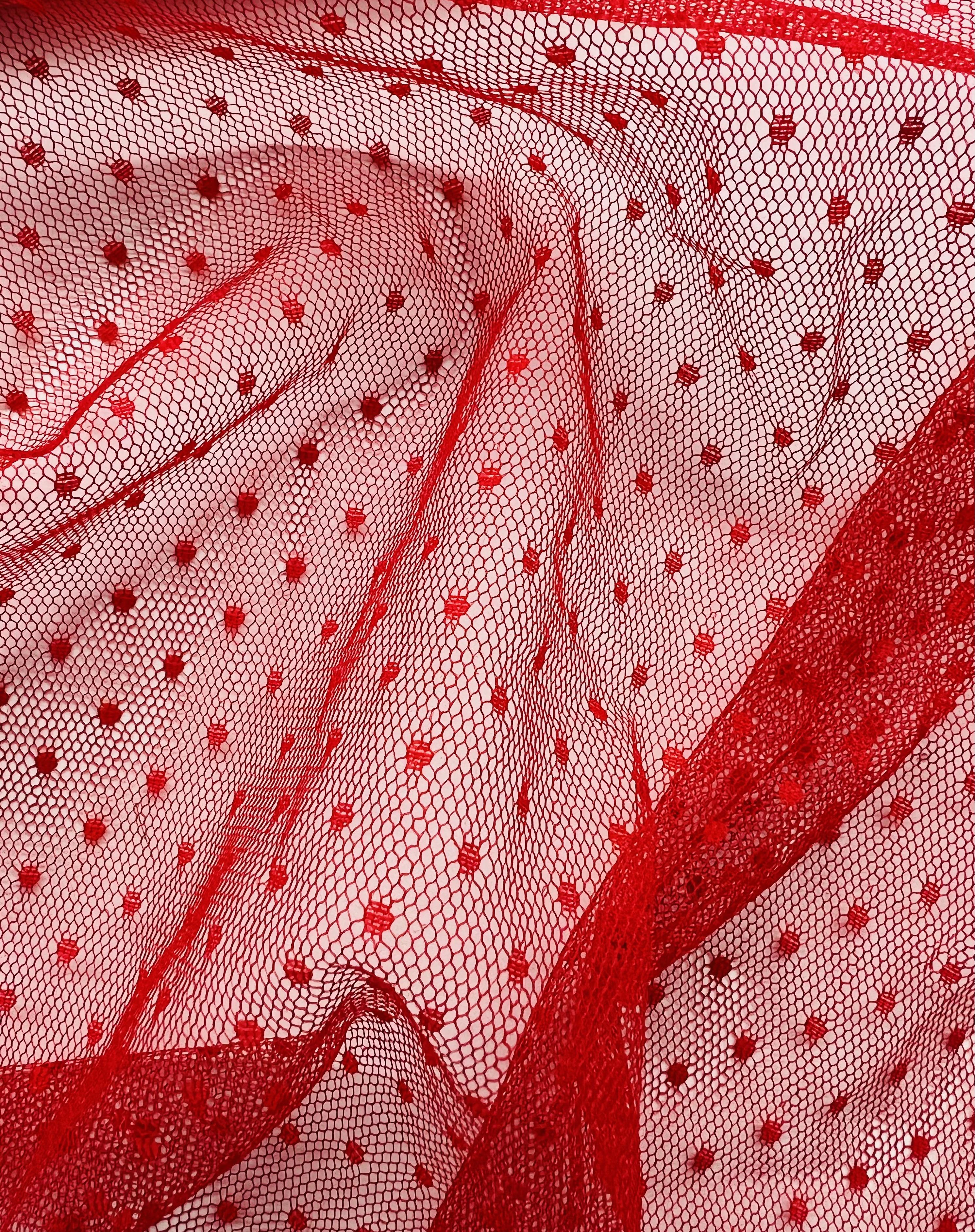 Nylon Point D'esprit Red