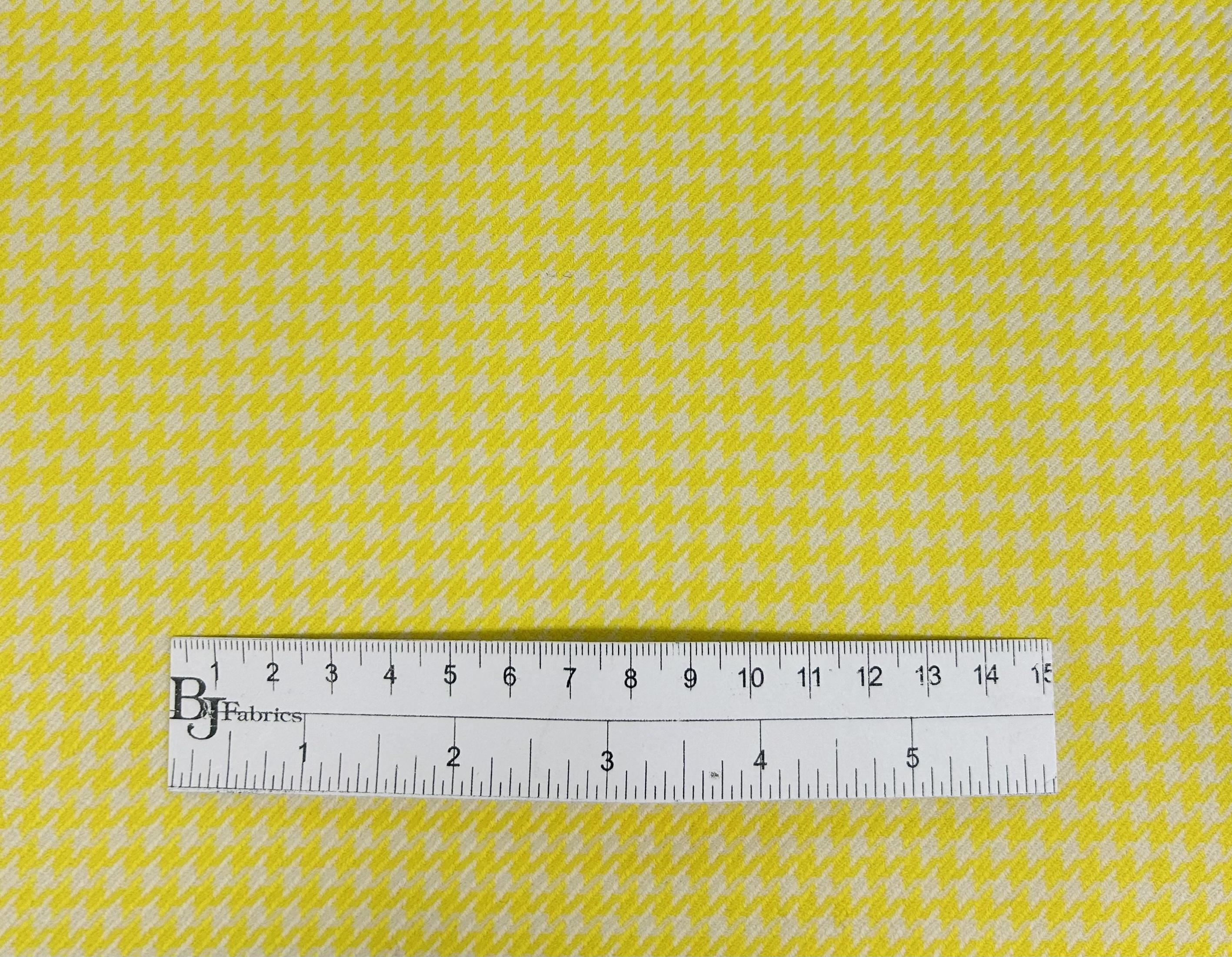 Italian Wool Houndstooth Suiting in Lemon Yellow