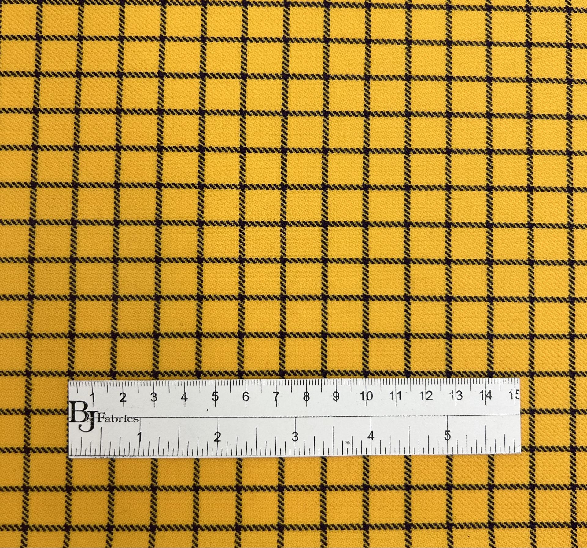 Italian Wool Windowpane Suiting in Yellow & Purple