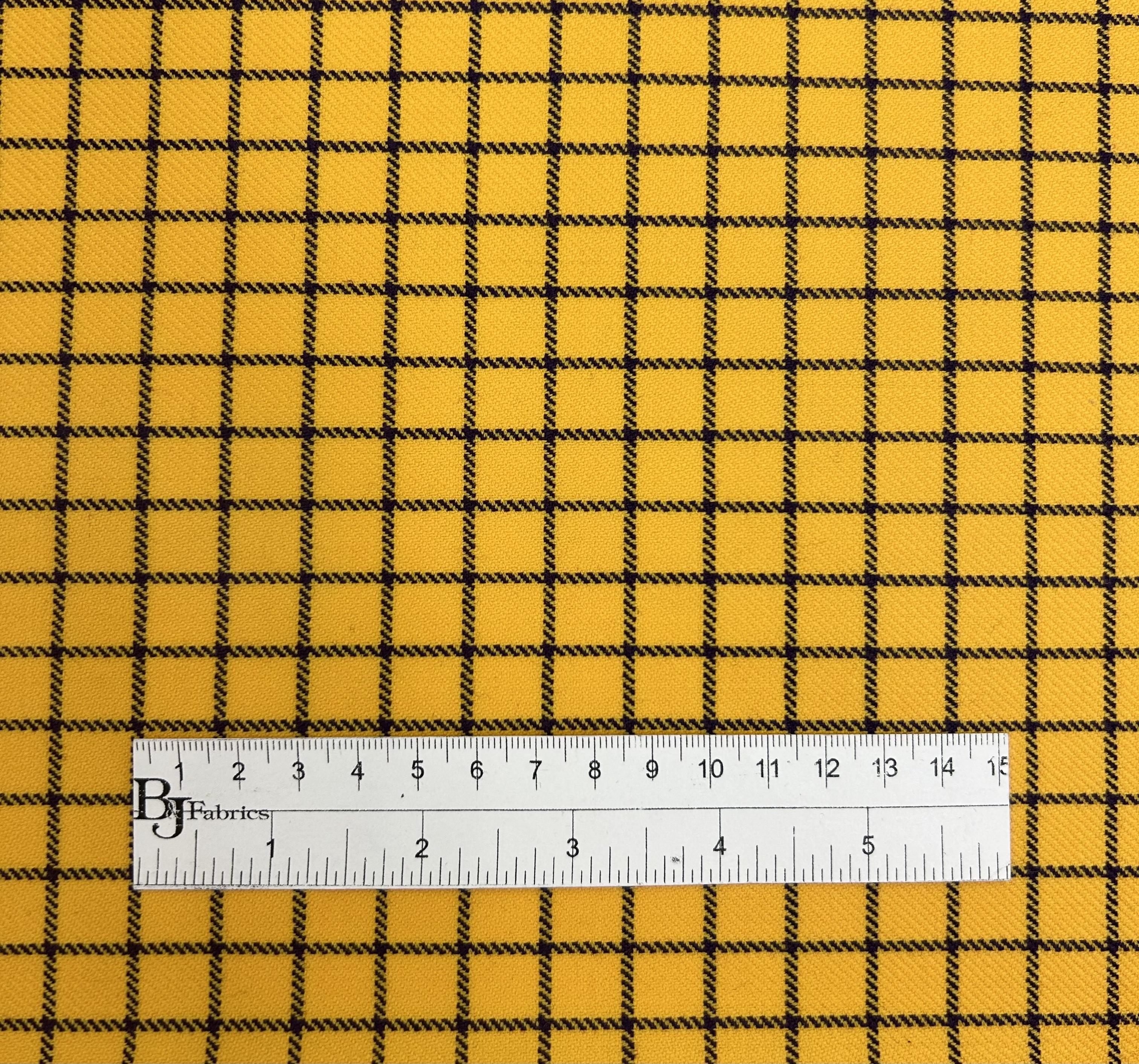 Italian Wool Windowpane Suiting in Yellow & Purple