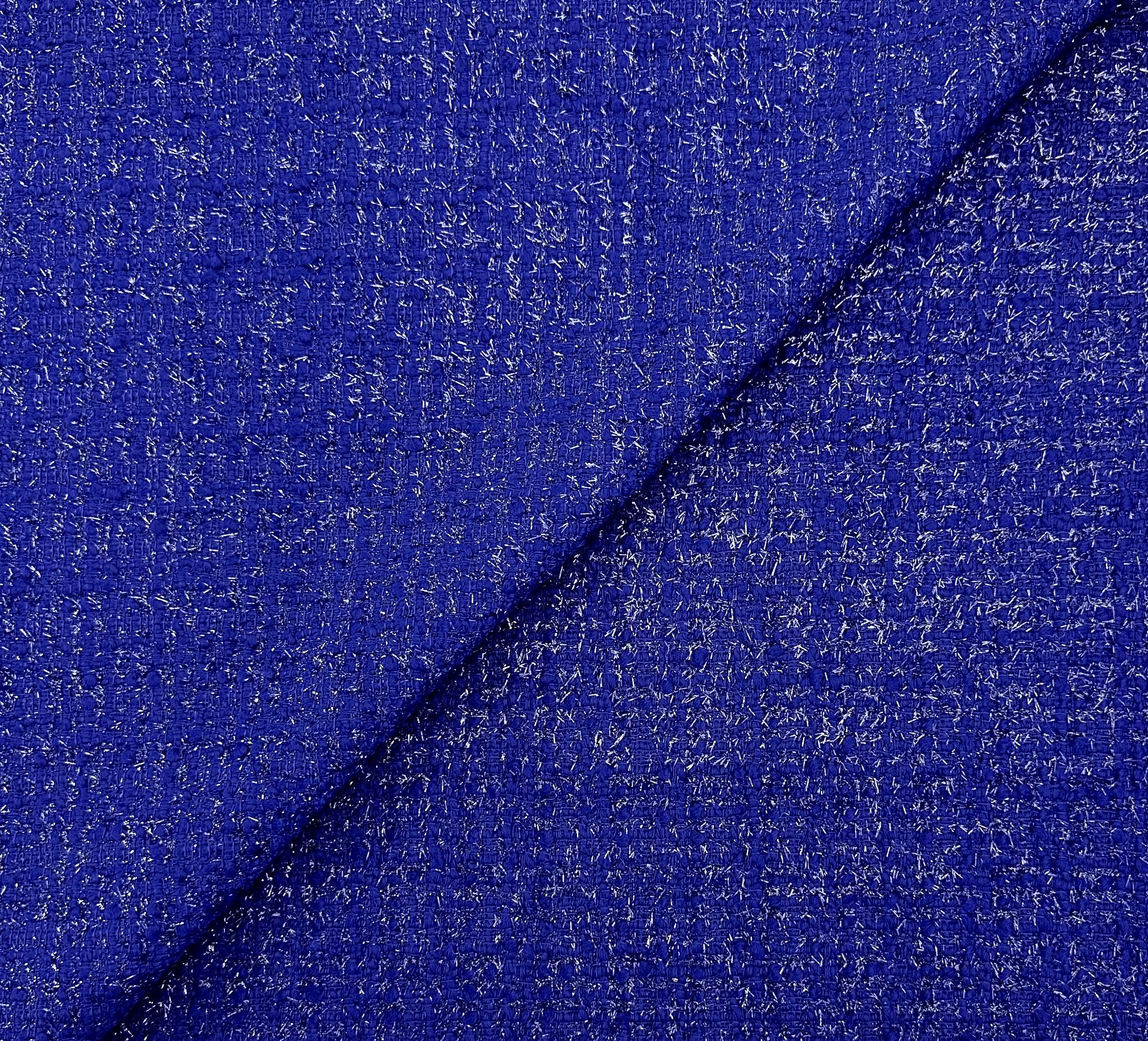 Italian Wool Nylon Lurex Tweed in Royal