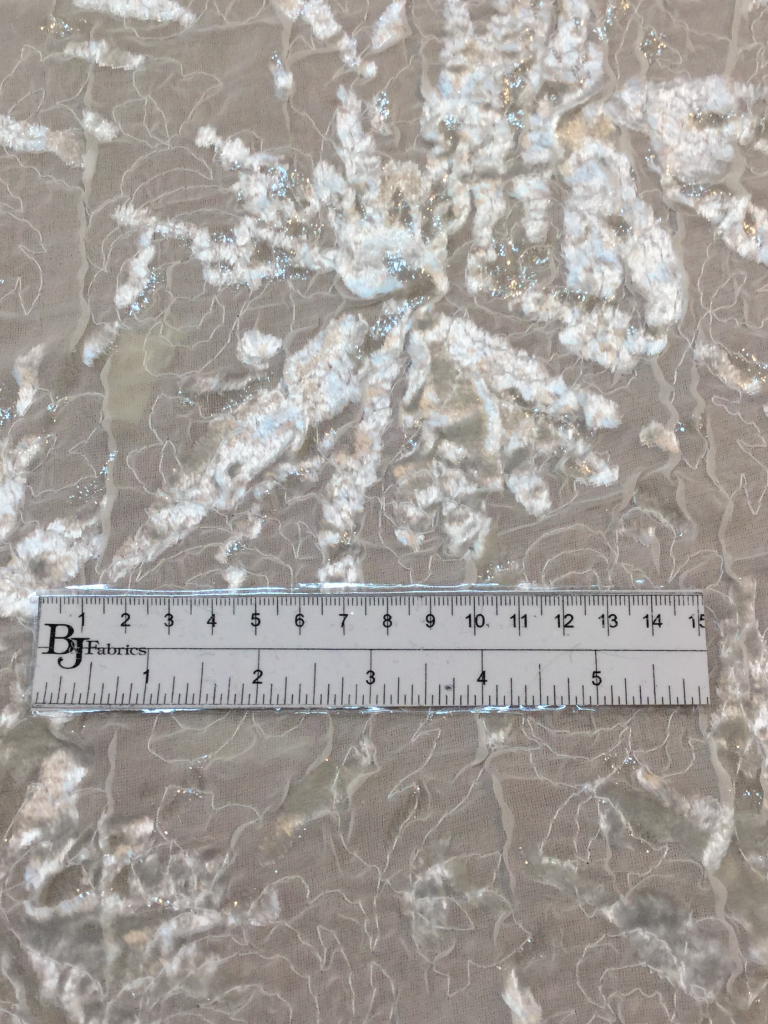 Double Layered Burnout Velvet in Off White