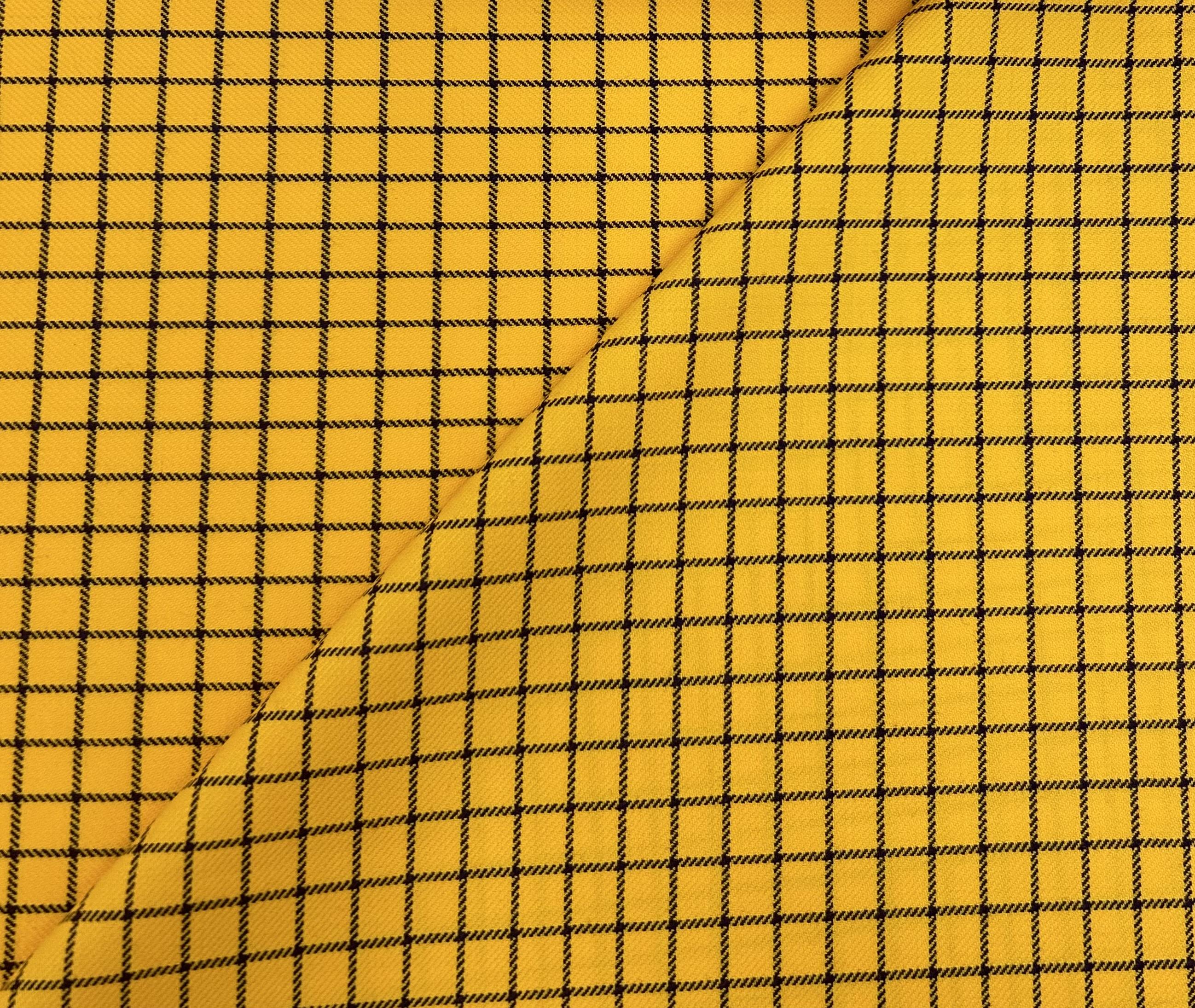 Italian Wool Windowpane Suiting in Yellow & Purple