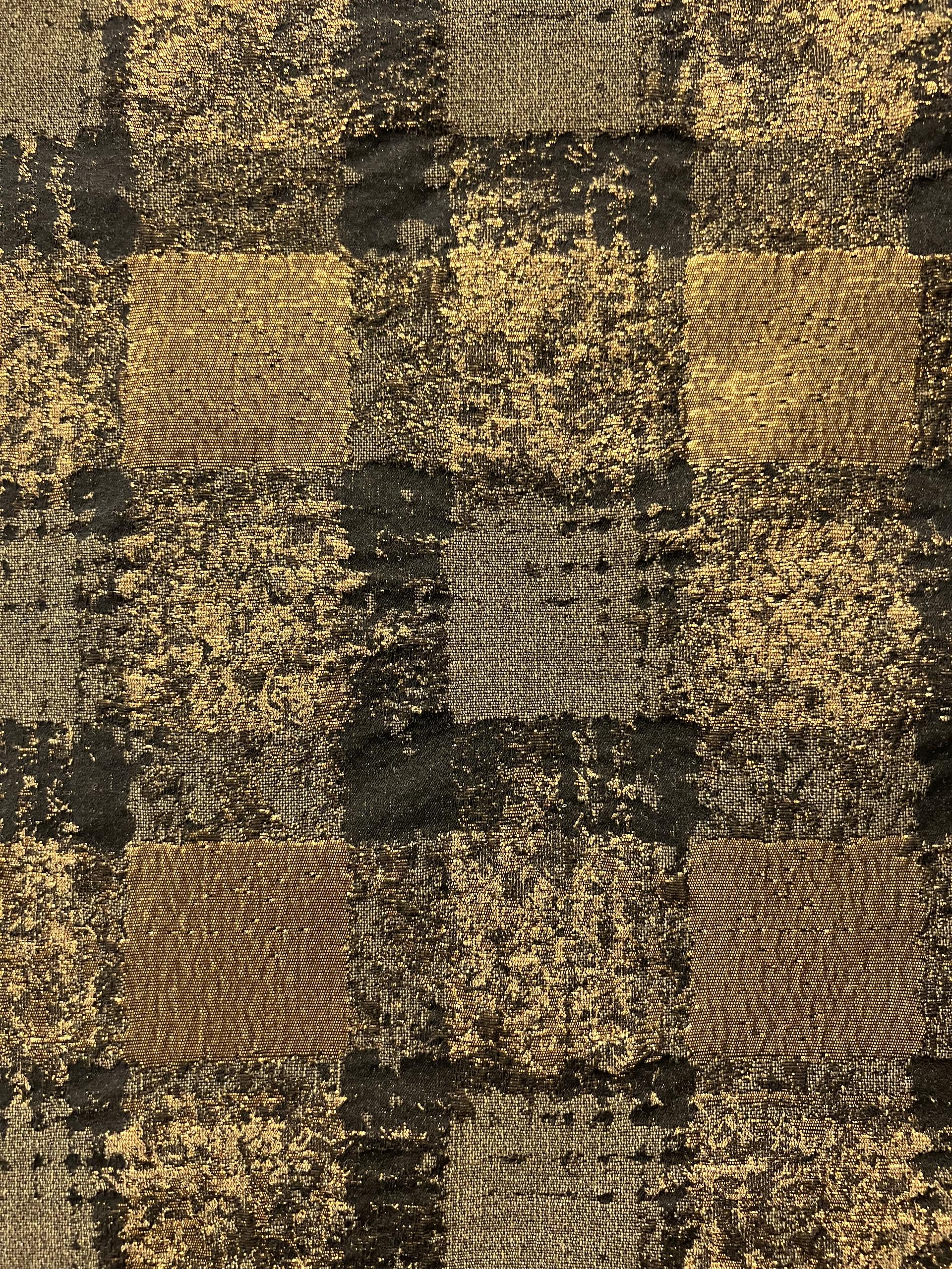 Abstract Check Brocade in Metallic Gold/Black