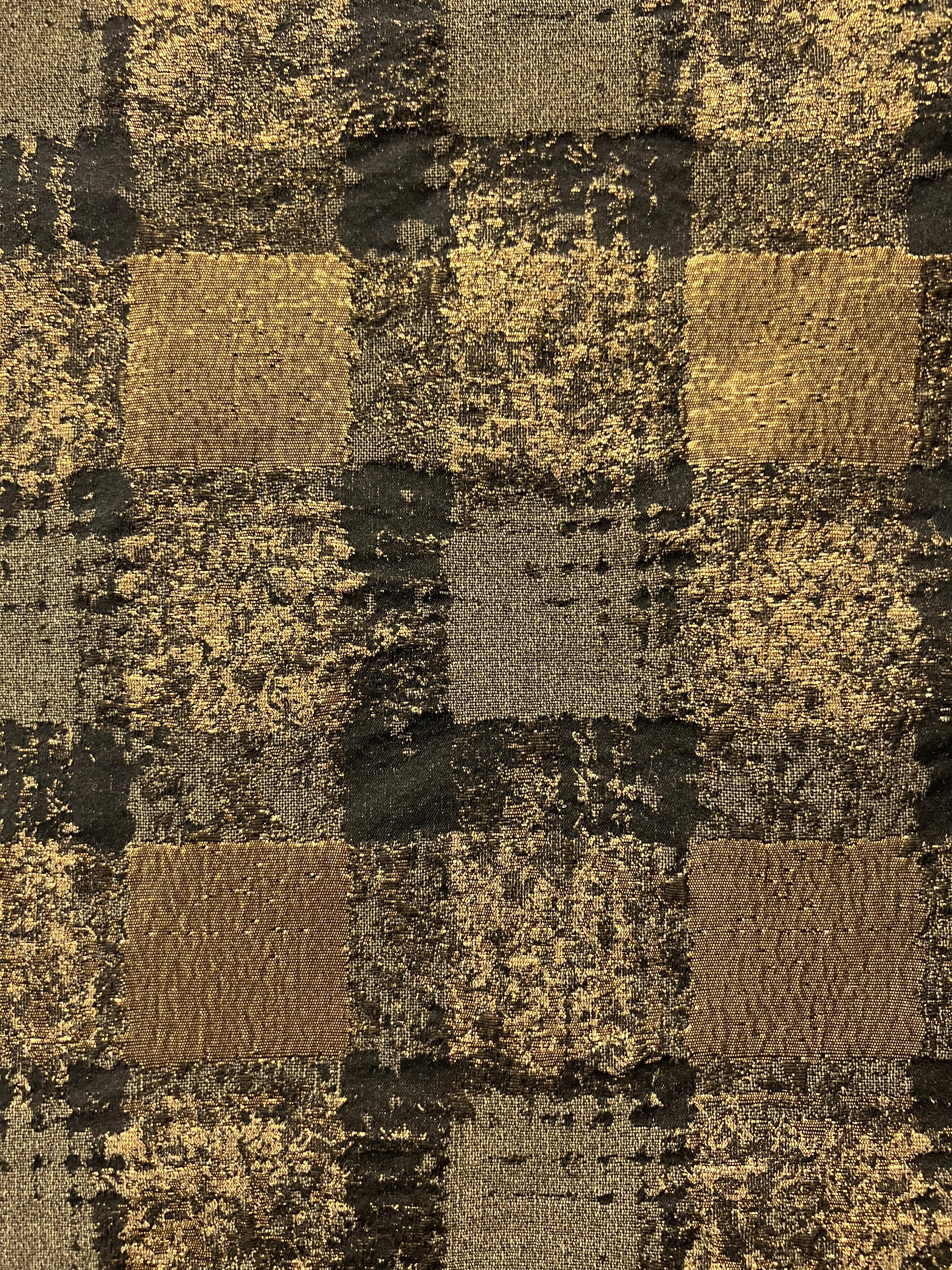 Abstract Check Brocade in Metallic Gold/Black