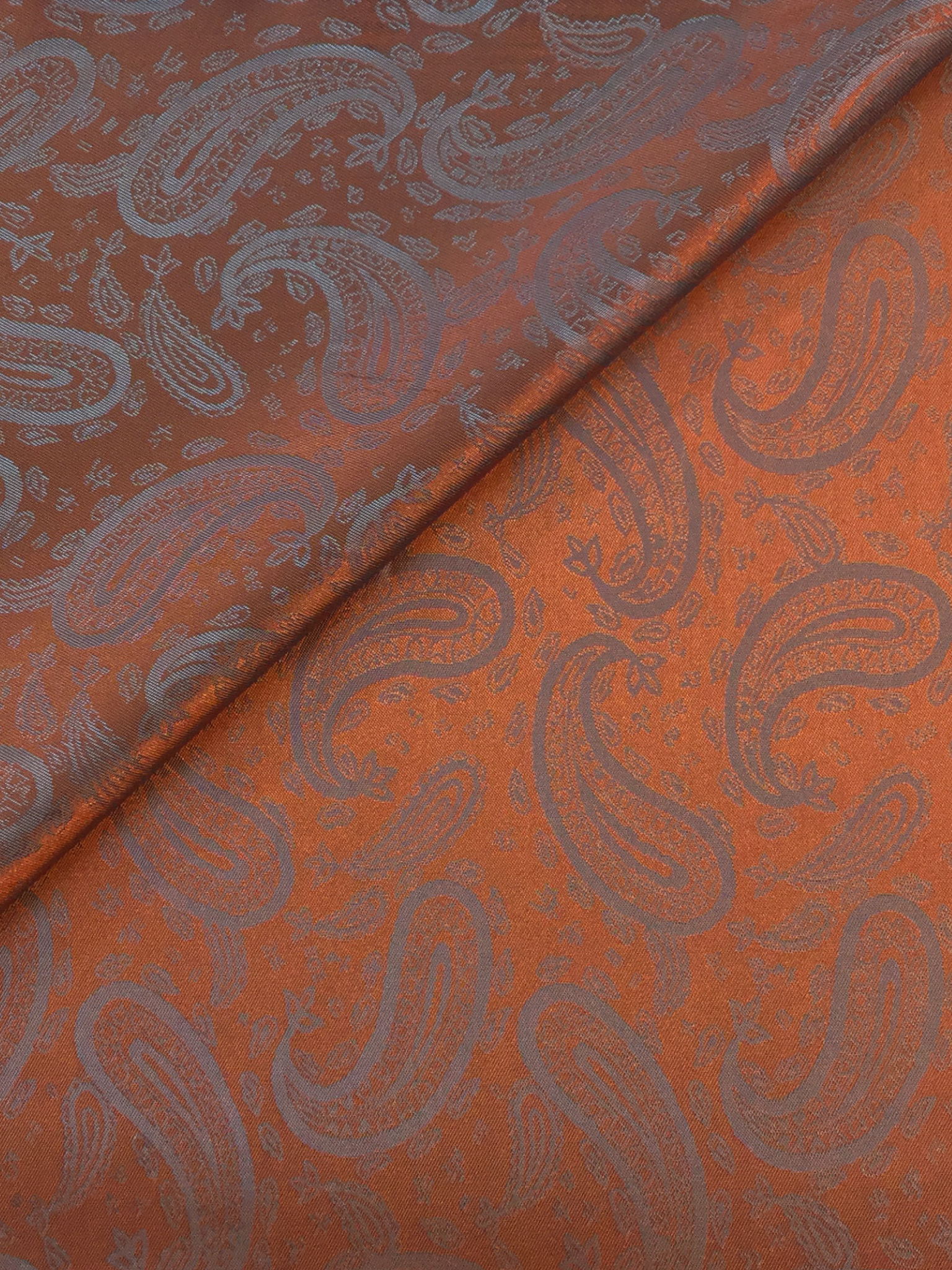 Novelty Jacquard Lining in Orange Glaze w/ Paisleys