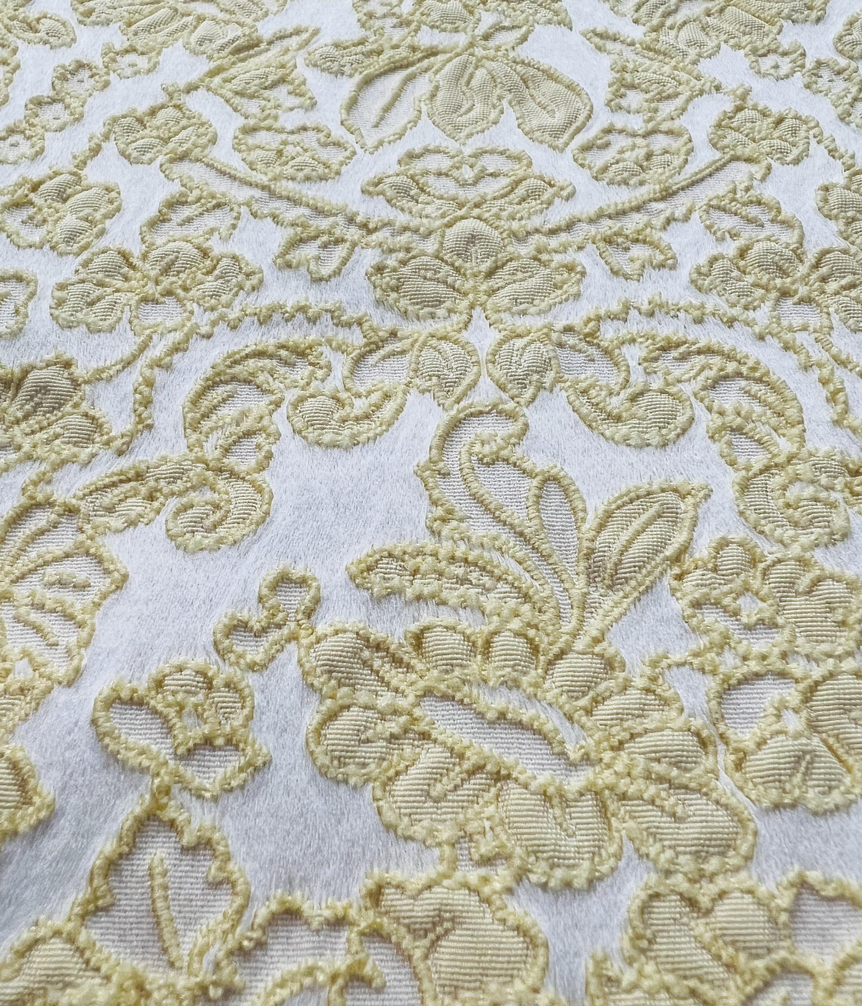 Damask Brocade in Yellow/White