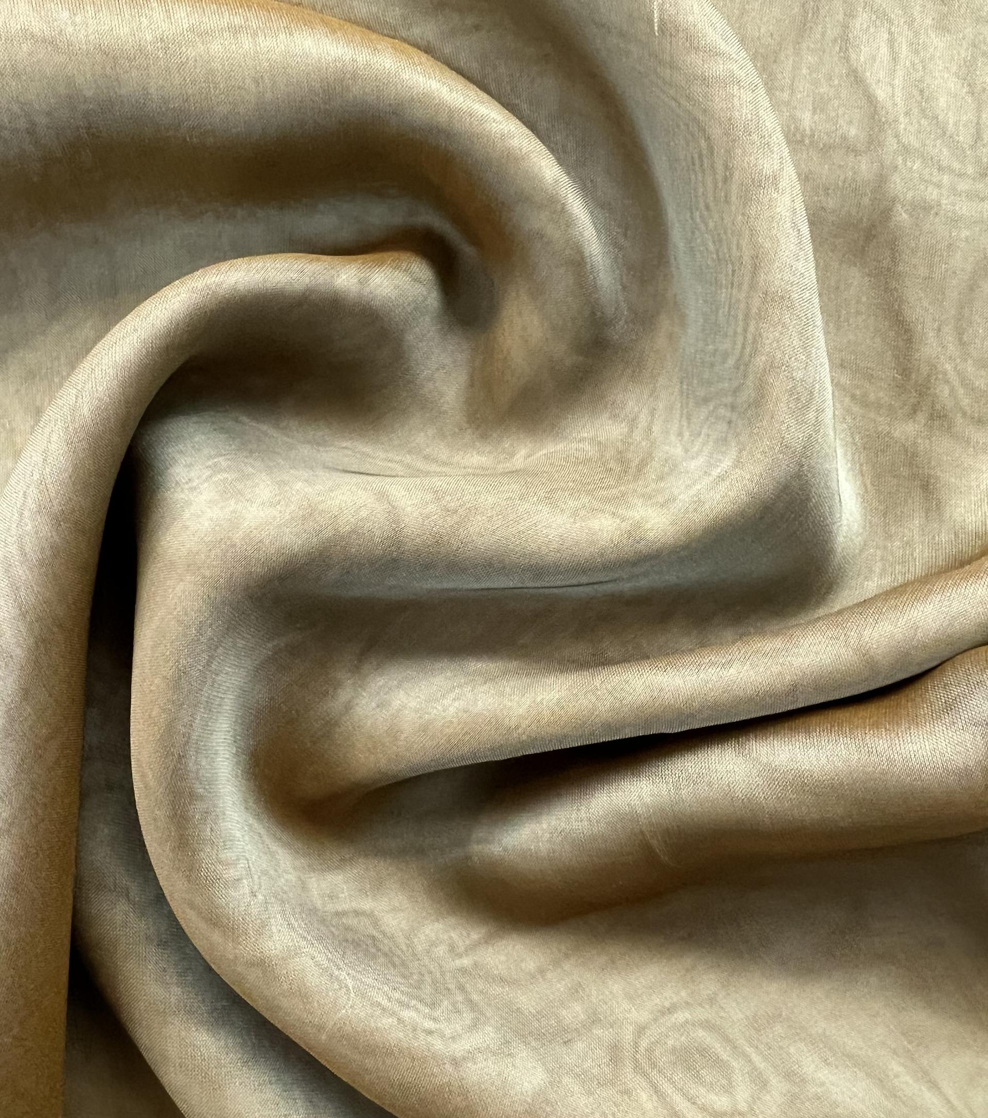 Iridescent Silk Chiffon in Sage Brown