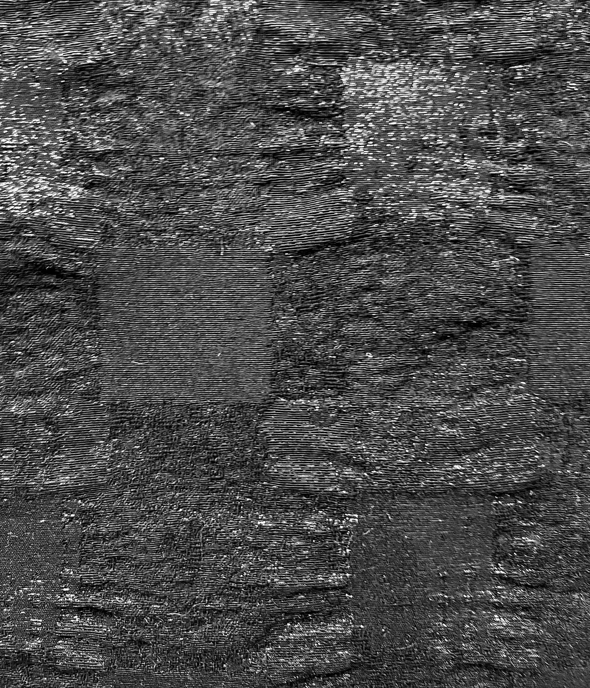 Abstract Check Brocade in Black Metallic