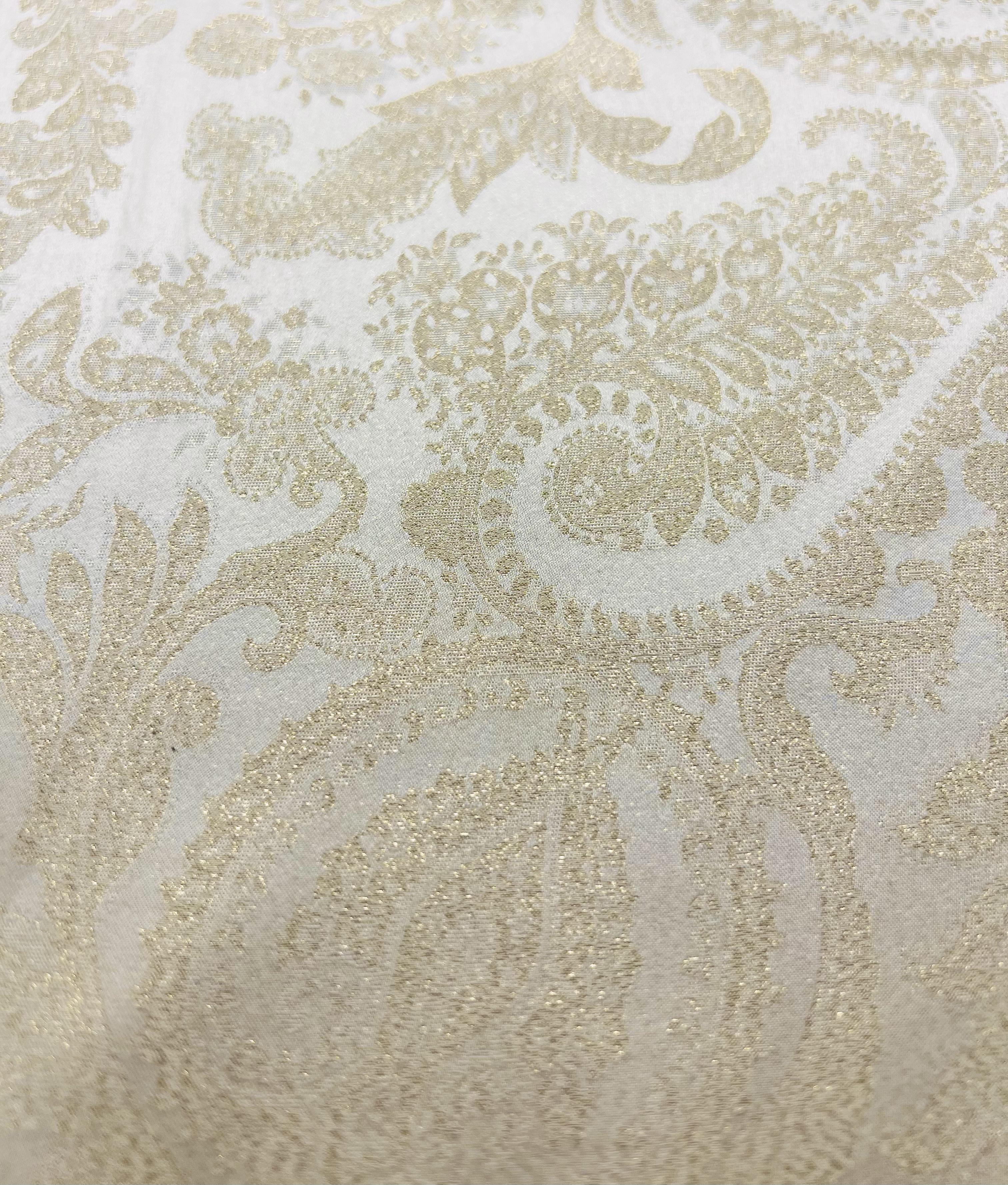 Silk Lamé Charmeuse Jacquard in Ivory & Gold