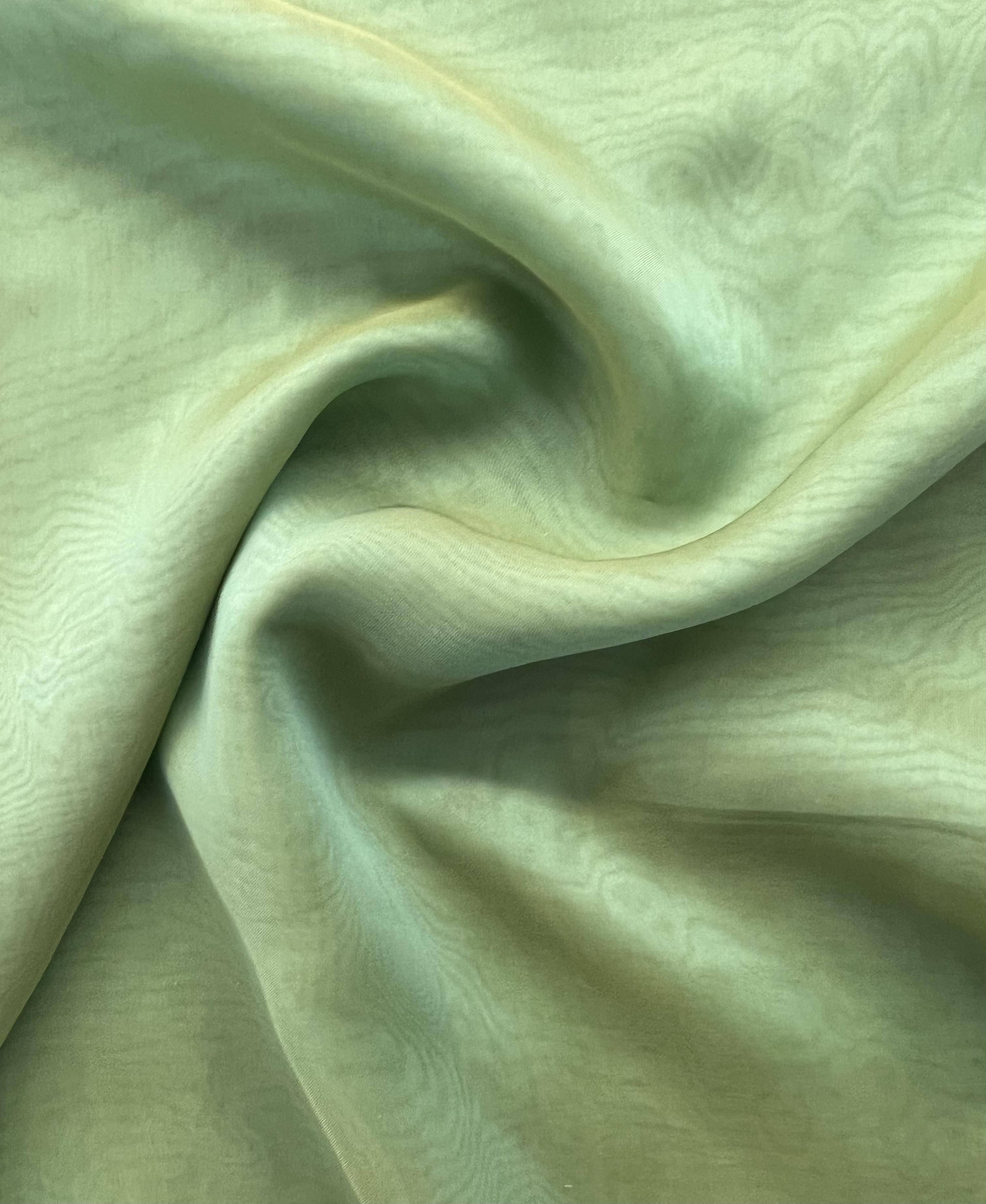 Iridescent Silk Chiffon in Ice Blue/Tan