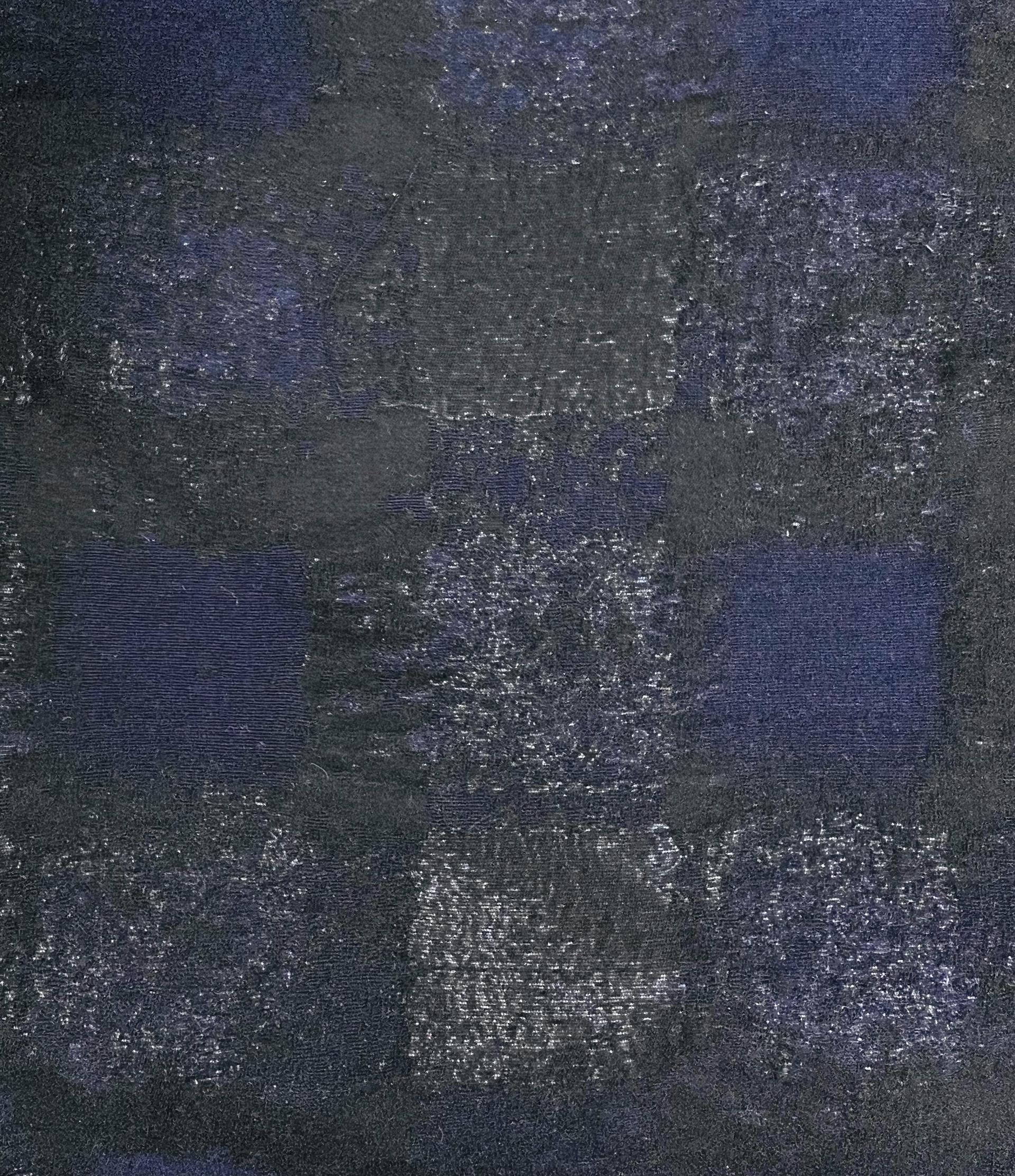 Abstract Check Brocade in Metallic Navy/Black