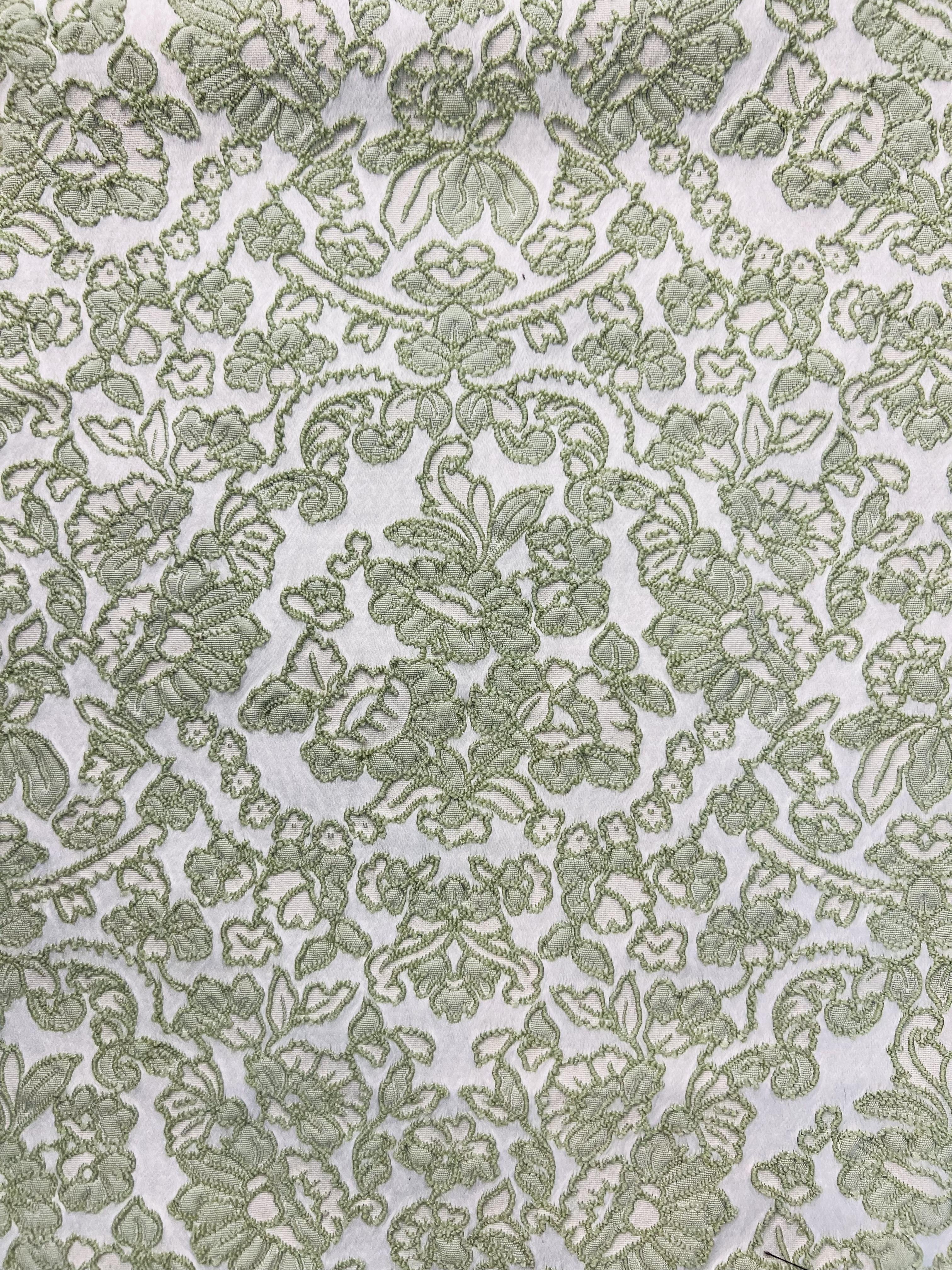 Damask Brocade in Sage/White