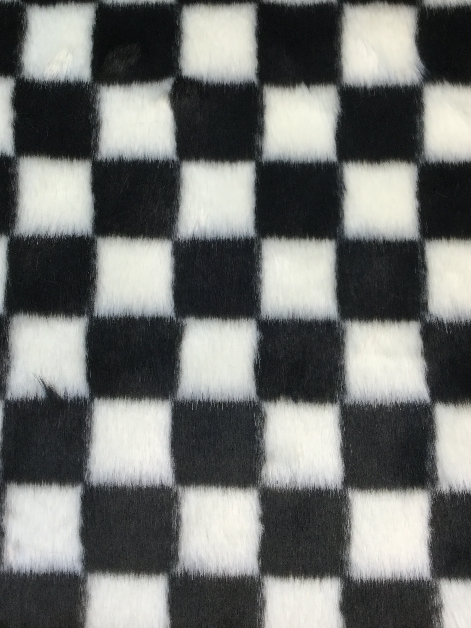 Faux Fur in Black and White Checkerboard Pattern