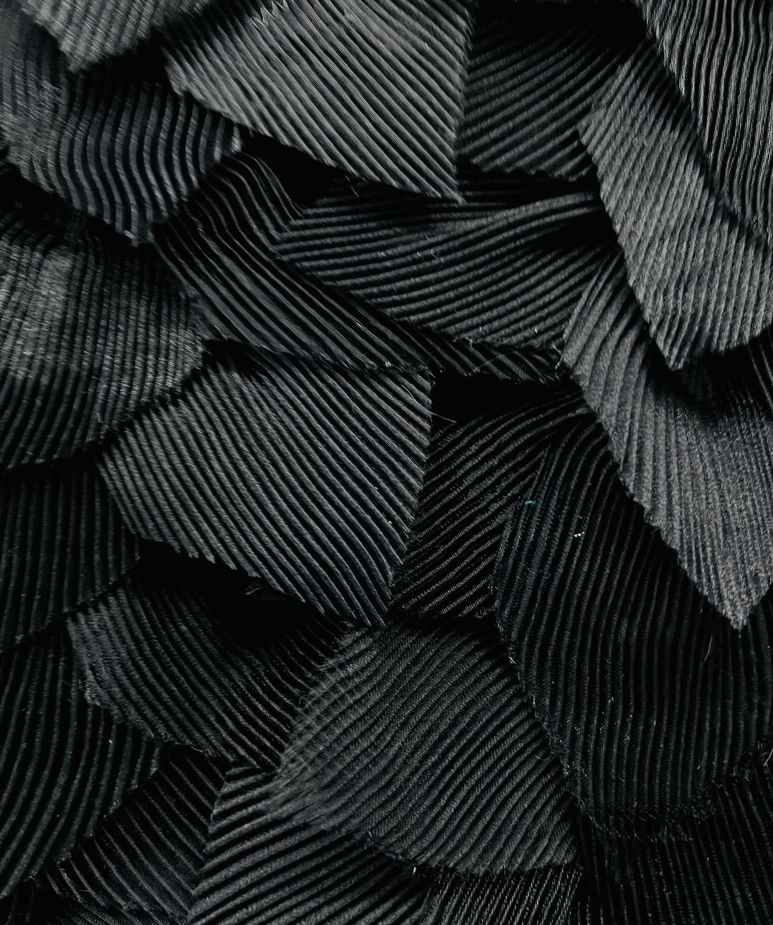 Tiered Pleated Organza Patels on Tulle in Black