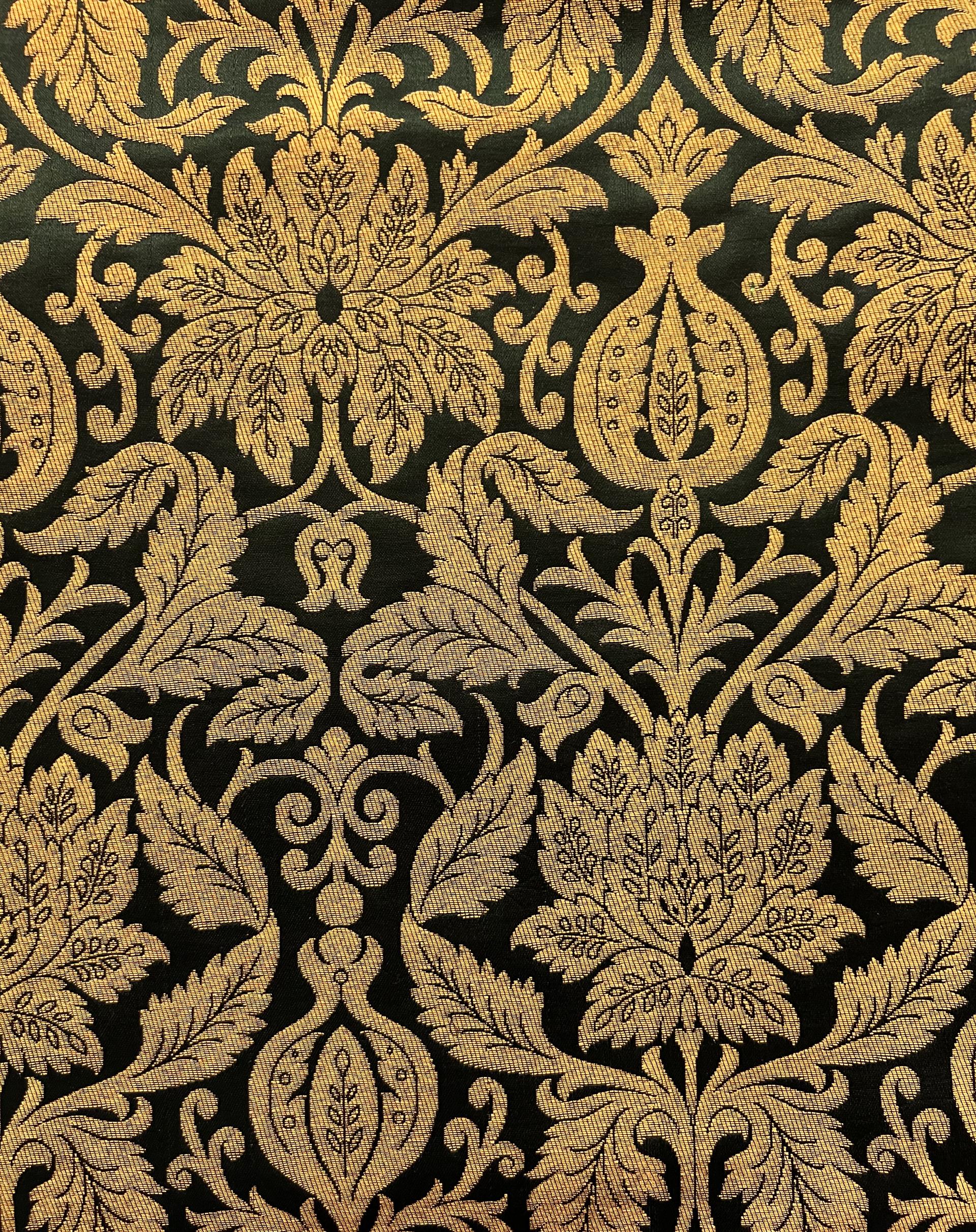Metallic Large Floral Brocade in Black Gold