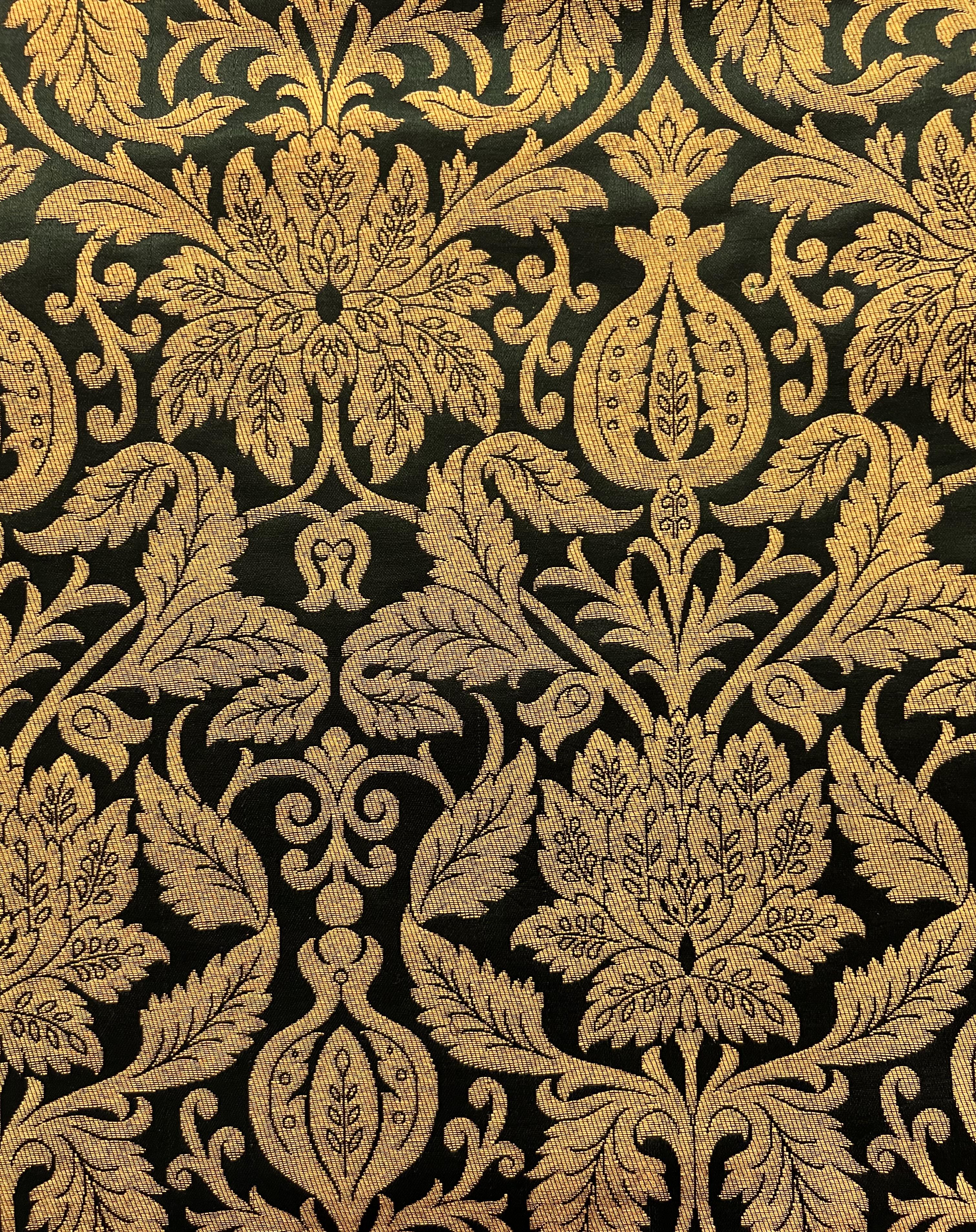 Metallic Large Floral Brocade in Black Gold