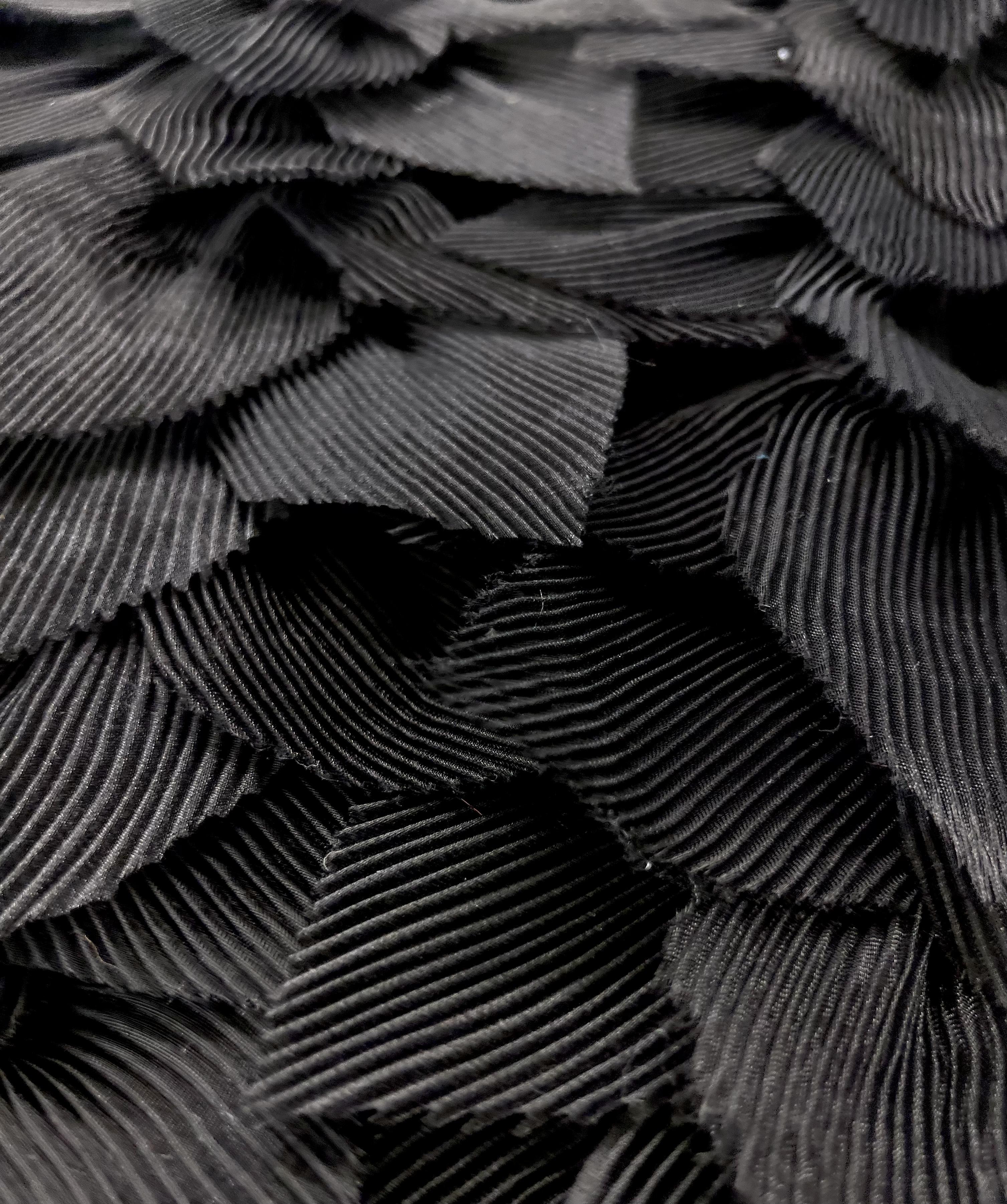 Tiered Pleated Organza Patels on Tulle in Black