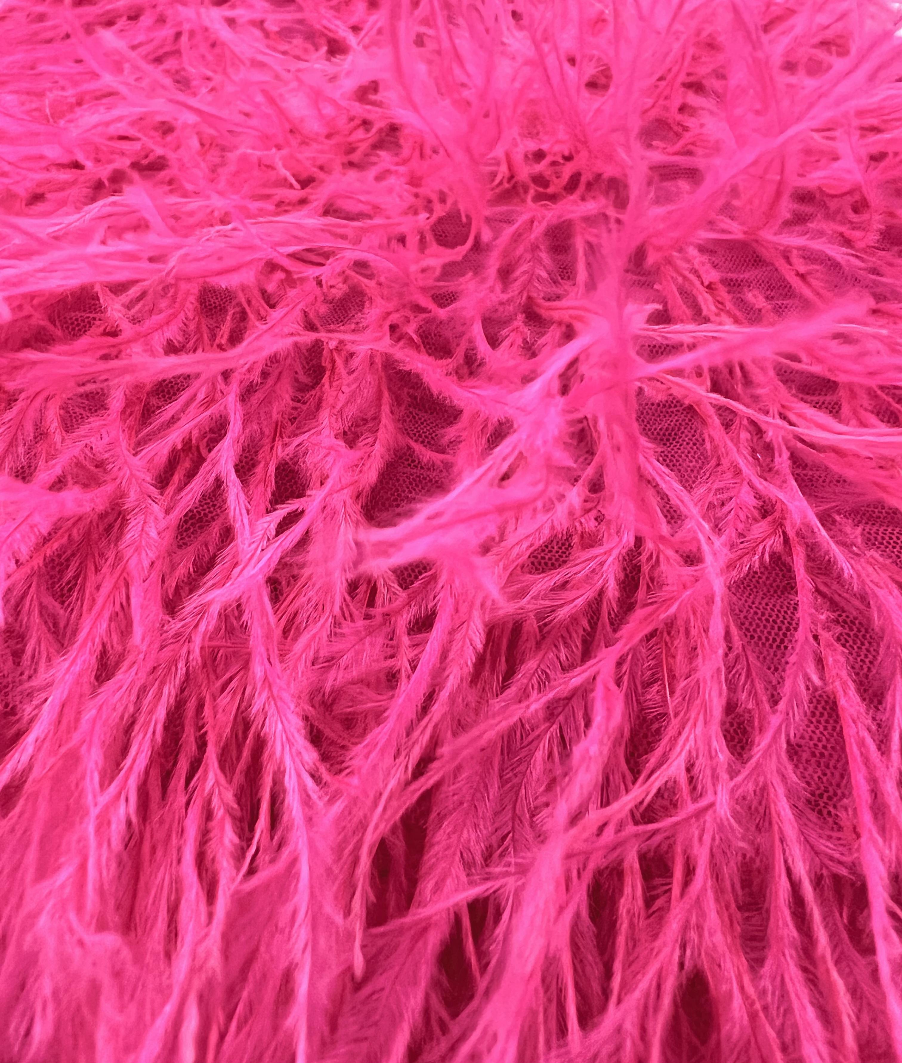 Hand Applied Ostrich Feather in Fuchsia