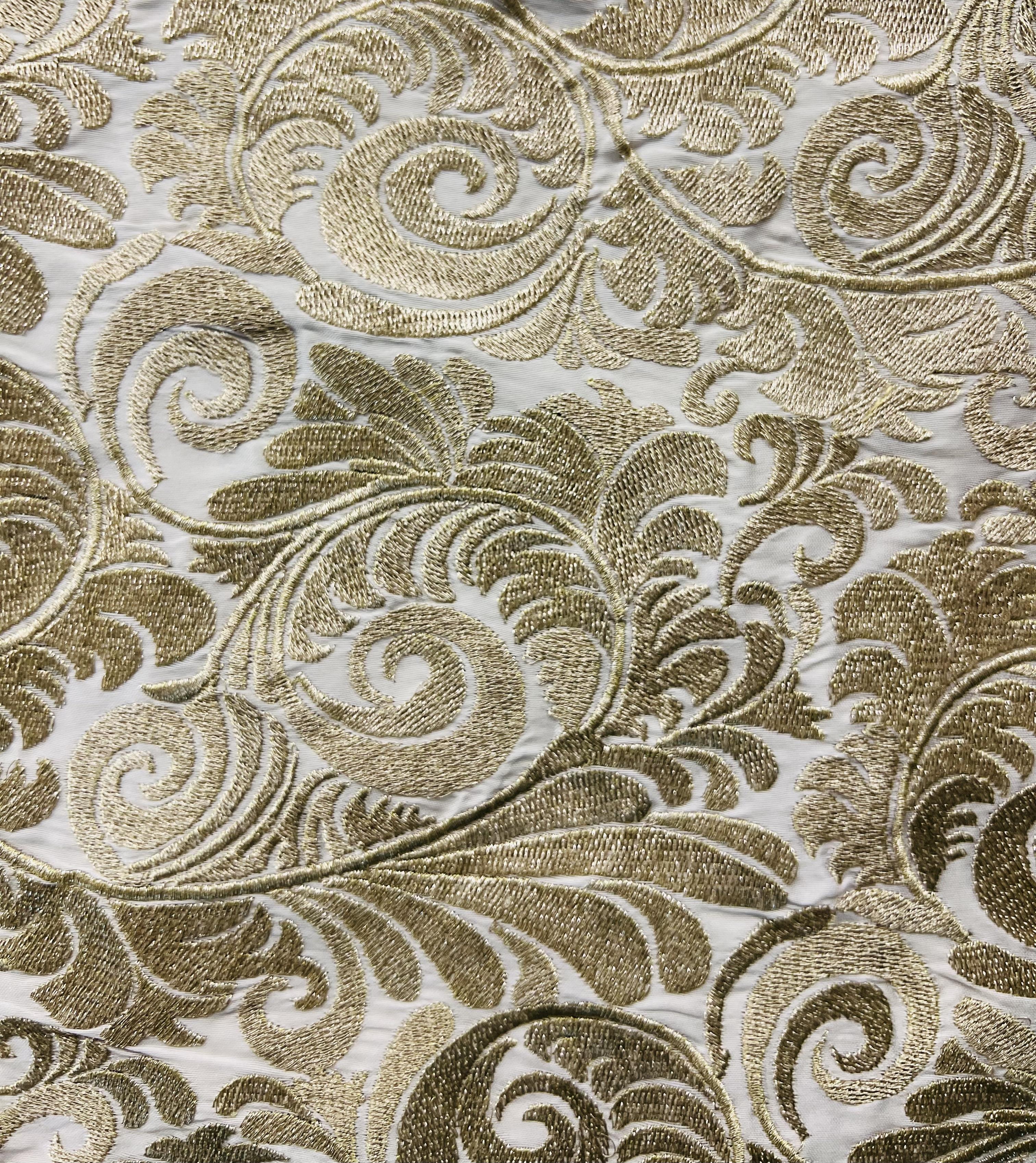 Embroidered White Taffeta in Gold