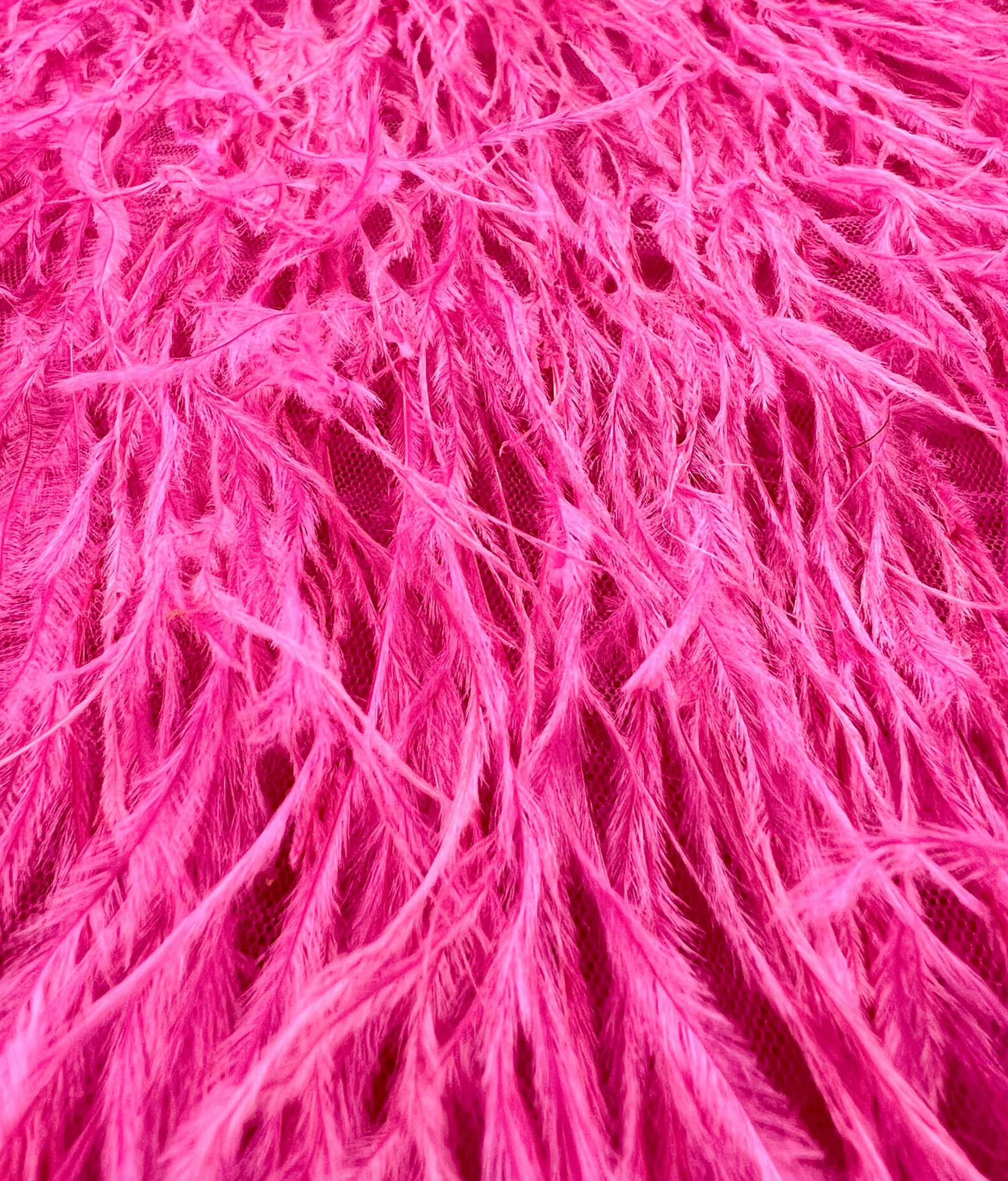 Hand Applied Ostrich Feather in Fuchsia
