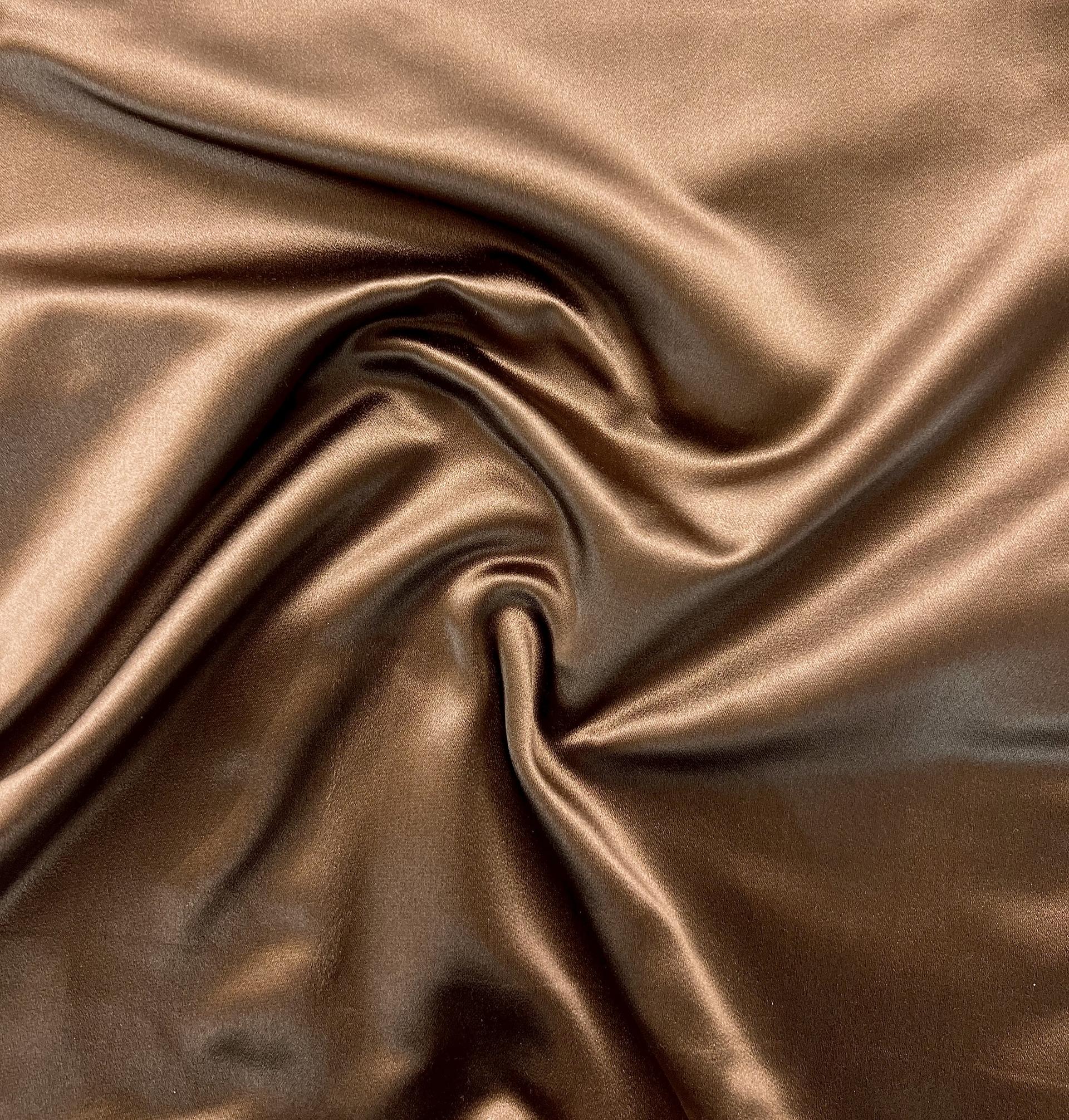 Pure Silk Duchesse Satin in Brown