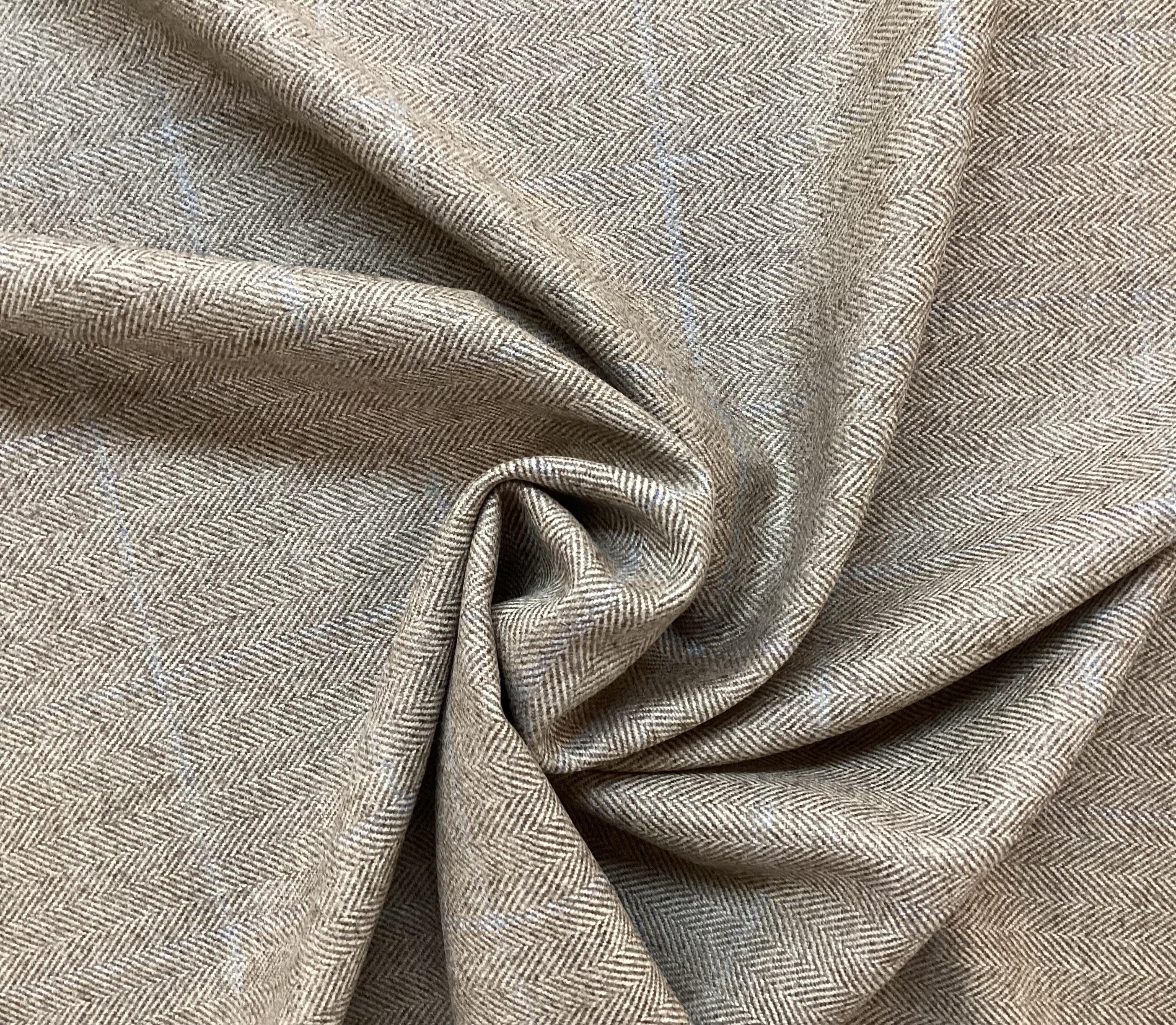 Italian Wool Herringbone Windowpane in Sand