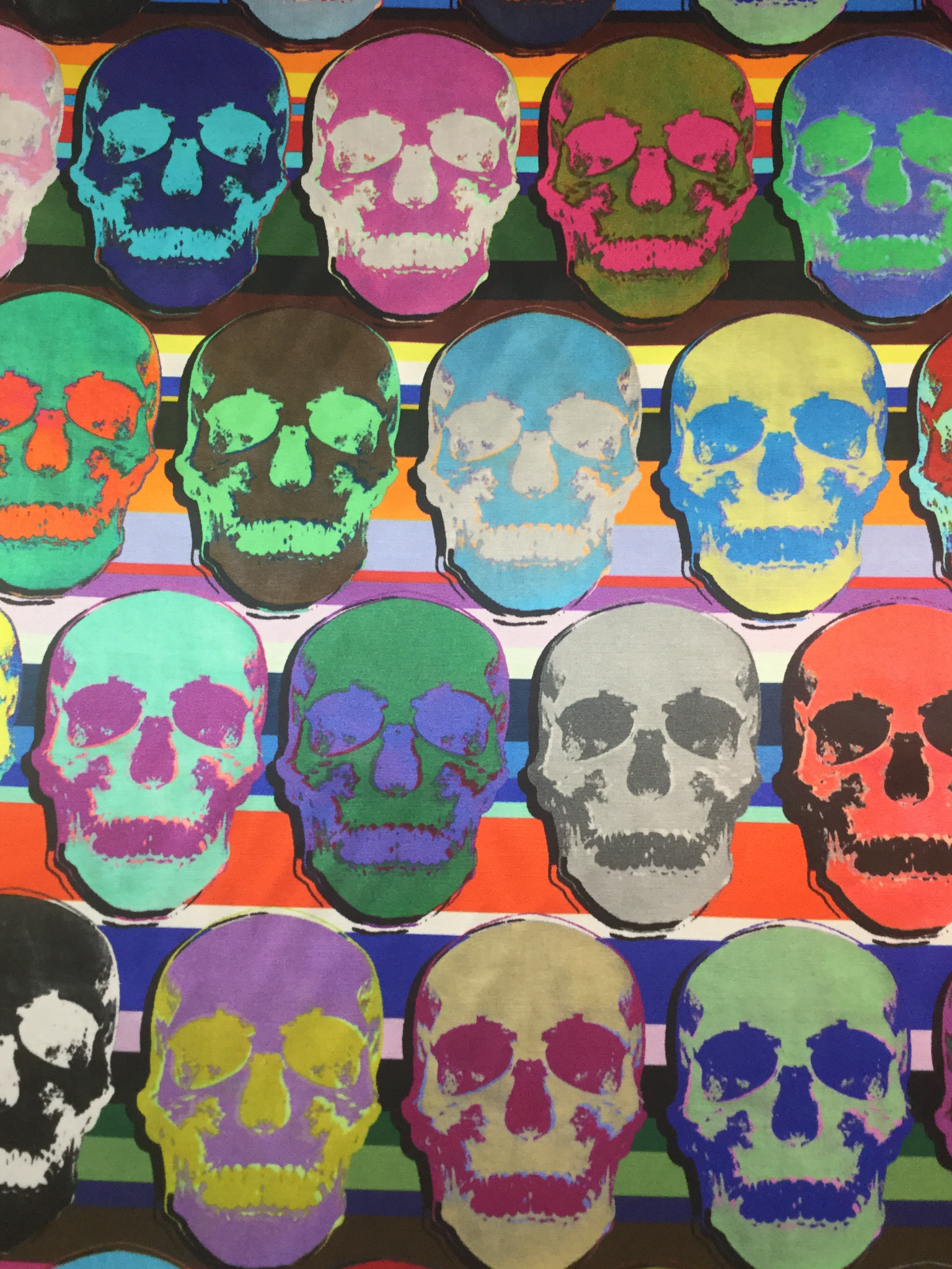 Fused Acetate Satin Print with Skulls