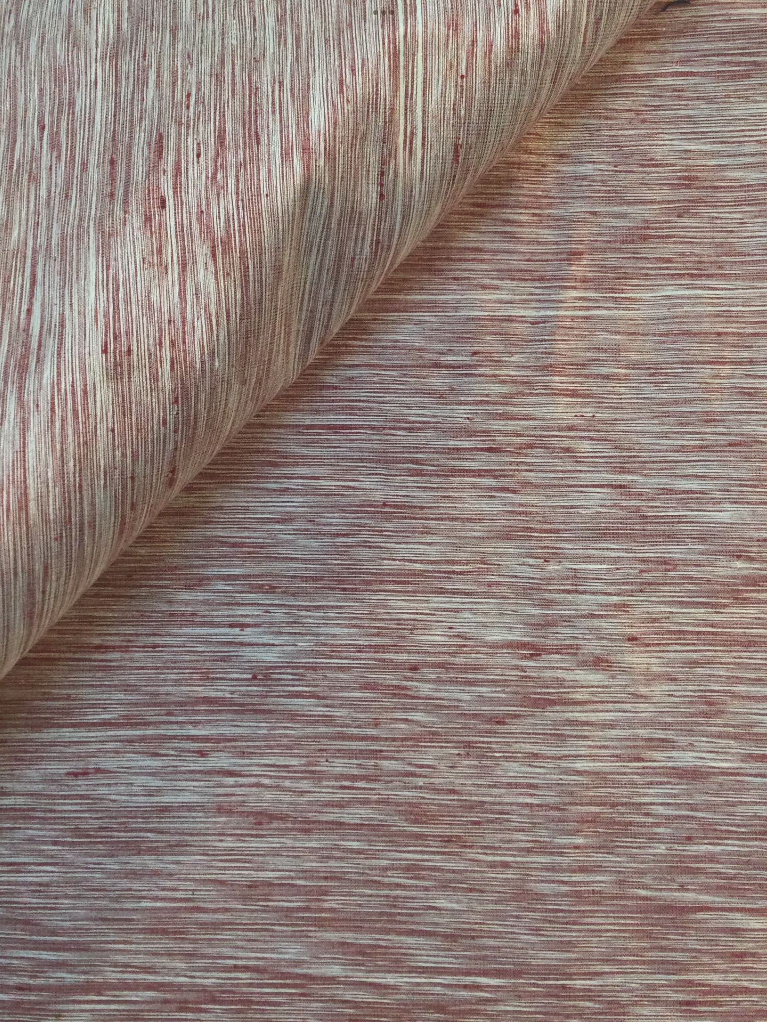 Heathered Silk Shantung in Red/White